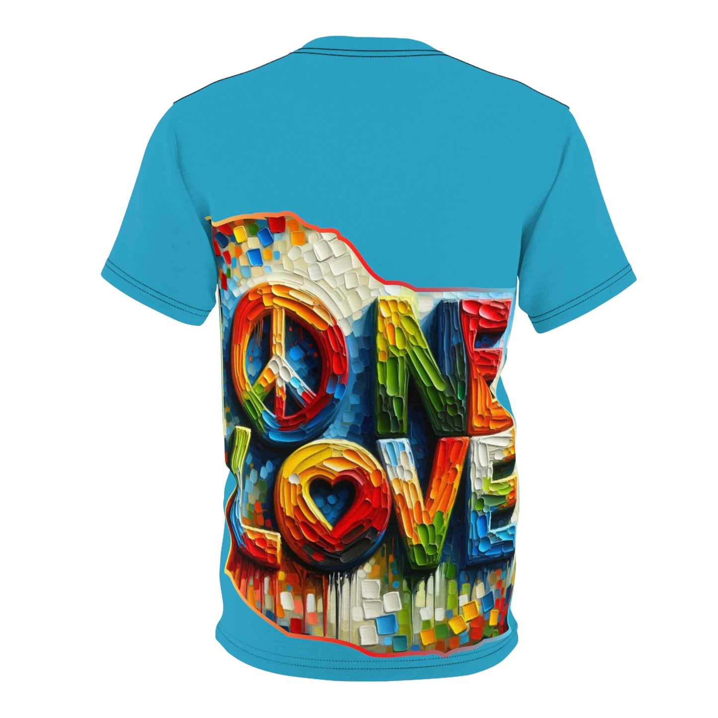 Unisex Cut & Sew Tee (AOP), "One Love"