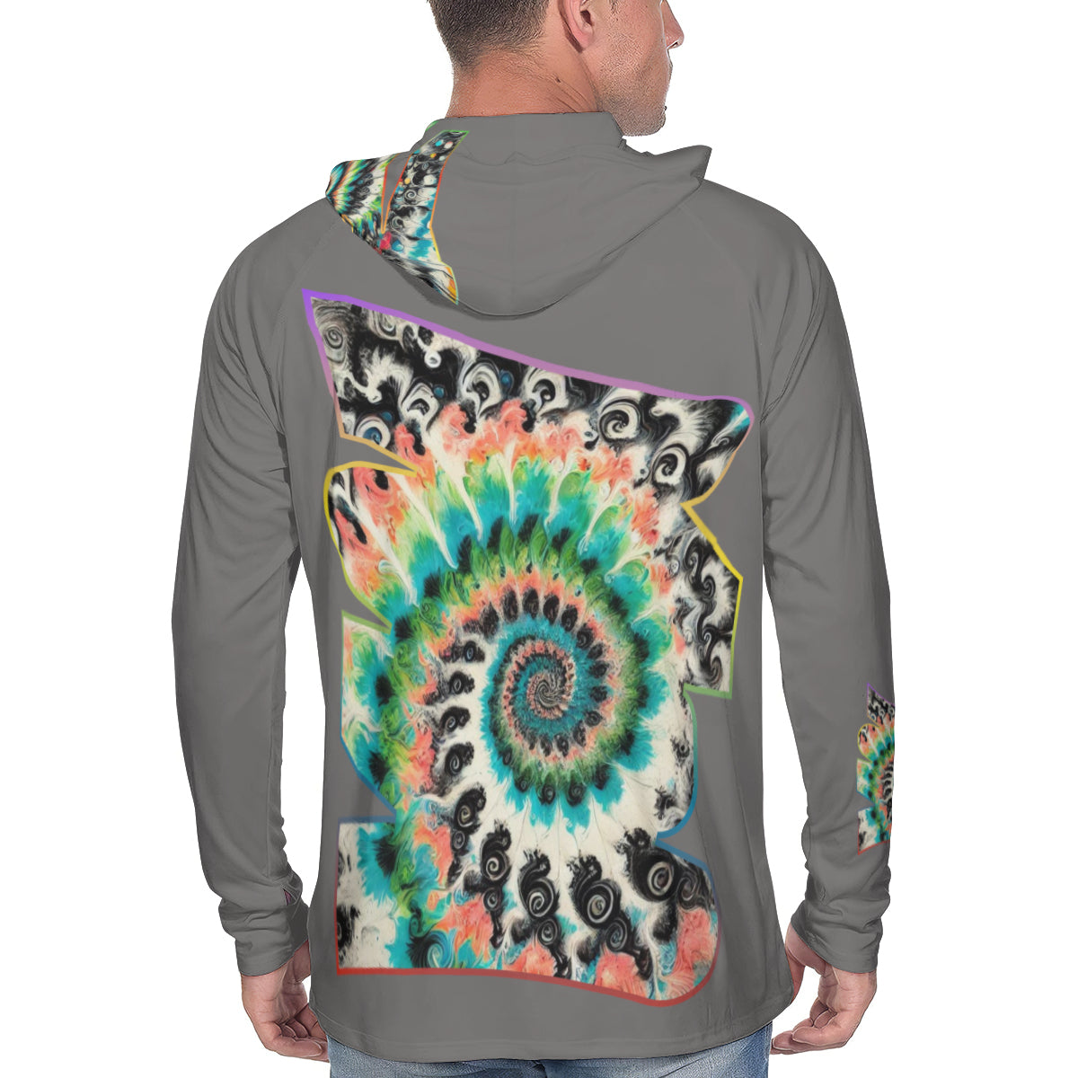 Men's Sun Protection Long Sleeve Hoodie "Abstract Tie-Dye"