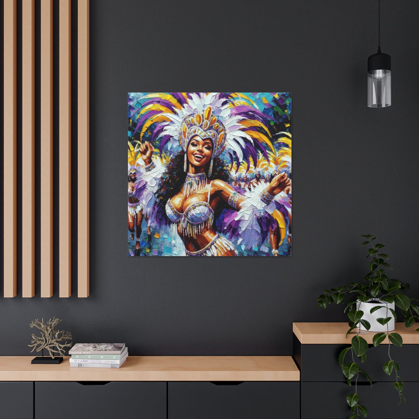 Art Print#9 of Trini Masquerader, Carnival, Oil Finish, West Indian Ethnicity, Cultural, Heritage, Art, Black Woman, Canvas Gallery Wraps