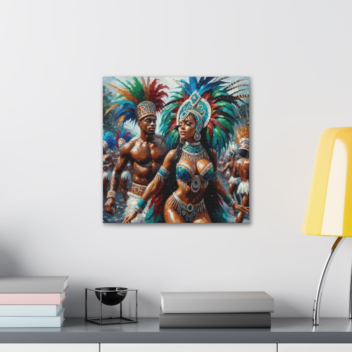 Art Print, Trini Masqueraders#2, Carnival, Oil Finish, West Indian Ethnicity, Cultural, Heritage, Indo & Afro Caribbean, Canvas Gallery Wrap