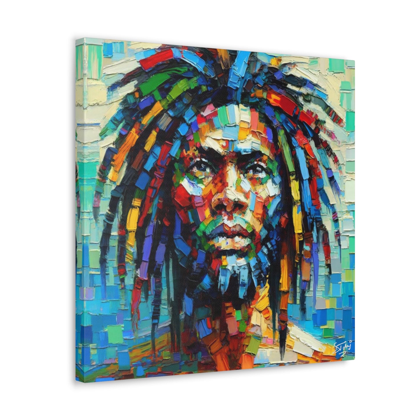 Art Print, "African Man" Oil Finish, West Indian Ethnicity, Cultural, Heritage, Abstract, Canvas Gallery Wrap