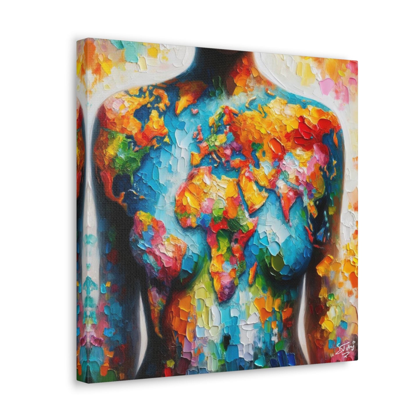 Art Print, African Woman, "World Unity," Oil Finish, One Love, West Indian Ethnicity, Cultural, Heritage, Semi-Abstract, Canvas Gallery Wrap