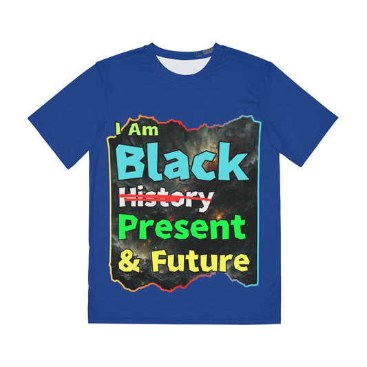 Men's Brushed Polyester Short Sleeve Tee (AOP), "I Am Black Present & Future"