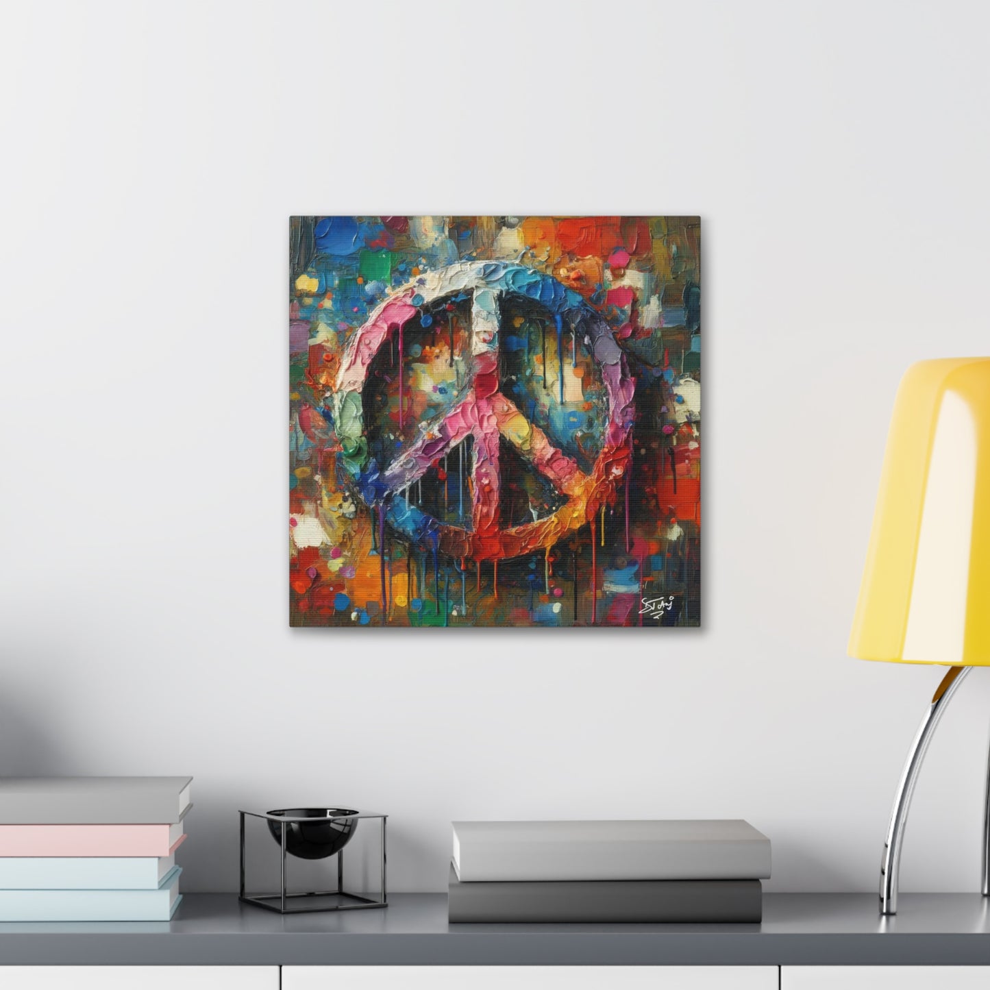 Art Print, "Peace" Oil Finish, Abstract, One Love, West Indian Ethnicity, Cultural, Heritage, Semi-Abstract, Canvas Gallery Wrap