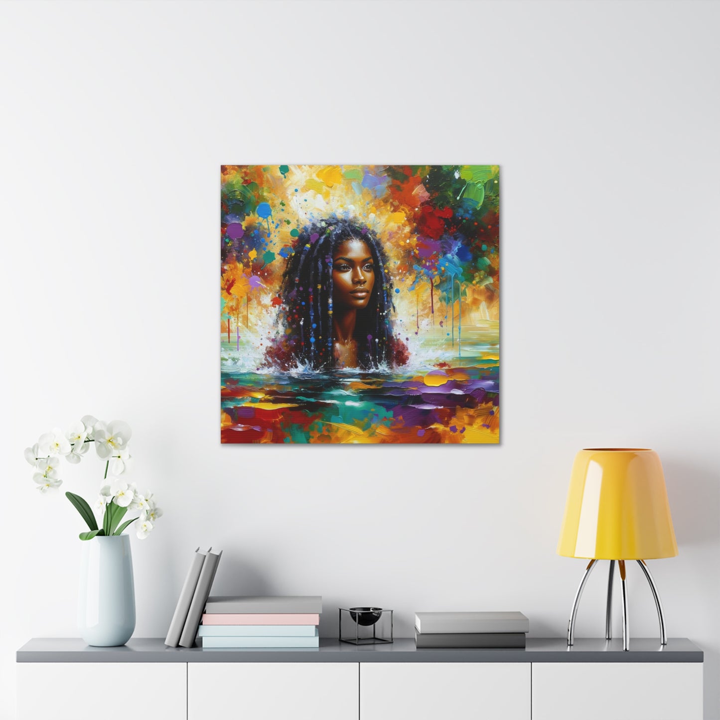 Art Print#3 of Trini Woman - Chilling in the Caribbean Sea, Oil Finish, West Indian Ethnicity, Cultural, Heritage Art, Canvas Gallery Wraps