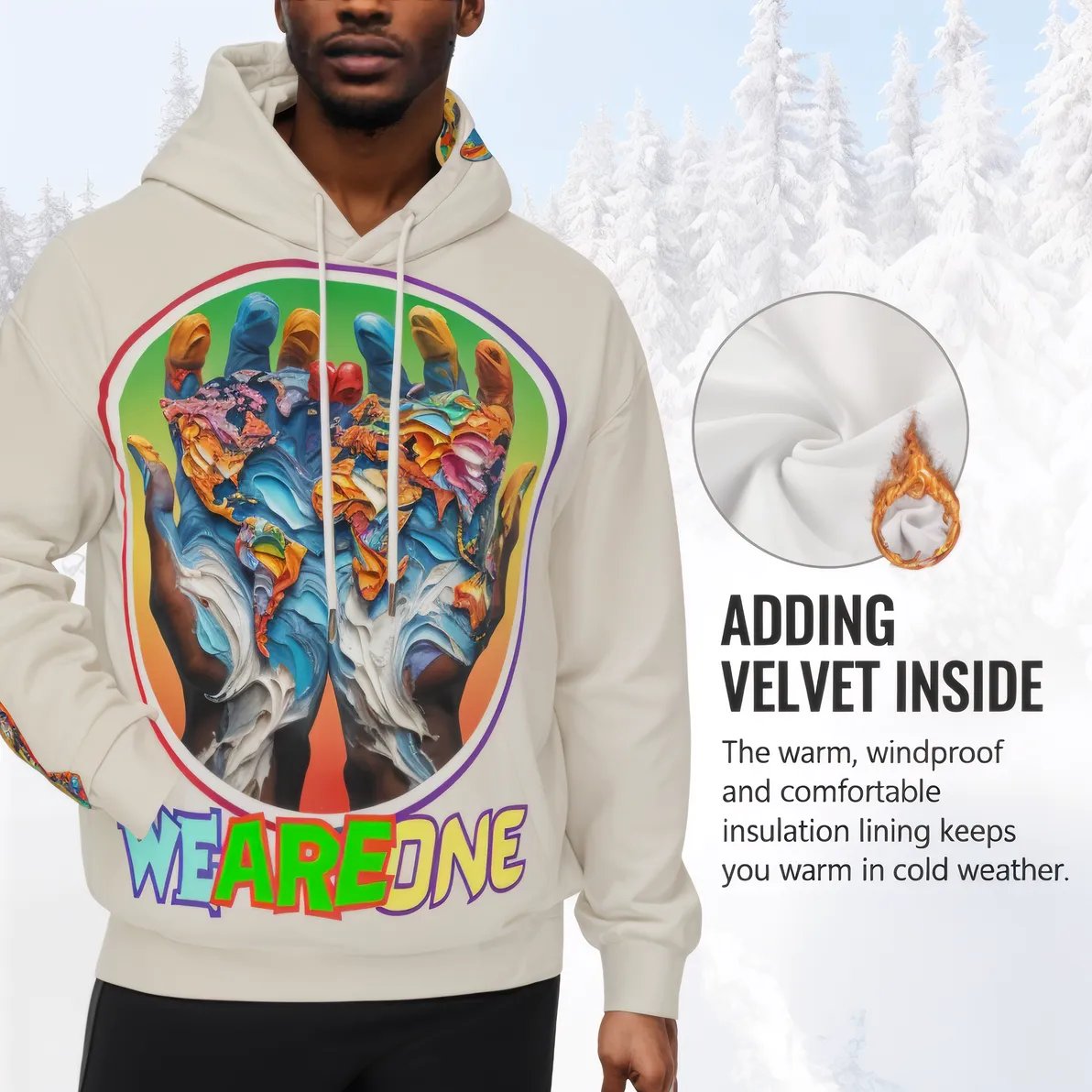 Men’s Plush Fleece Lined Hoodie "We Are One"