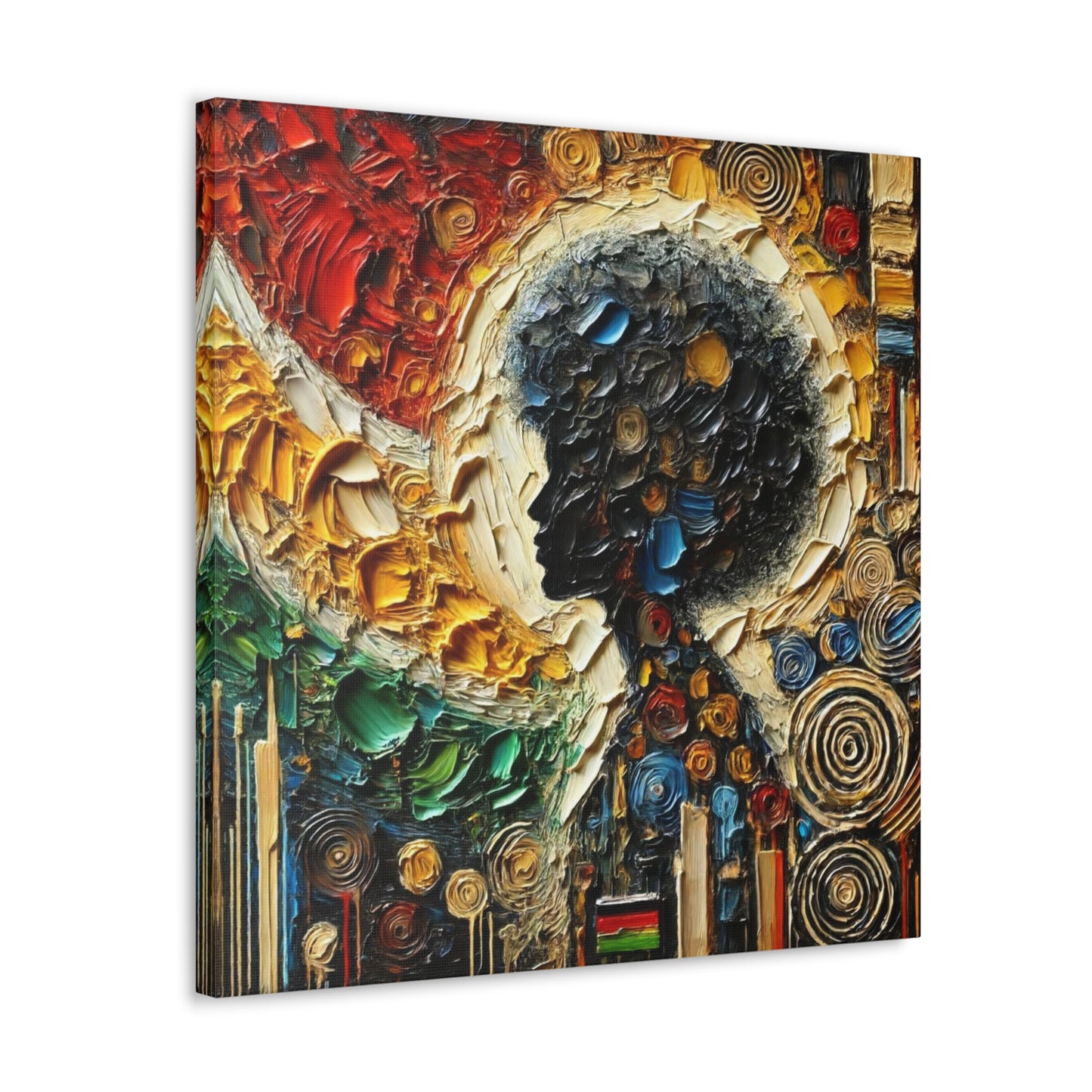 Art Print, African Print, Black Power, Silhouette, Abstract Oil Finish, Unity, One Love, Canvas Gallery Wrap