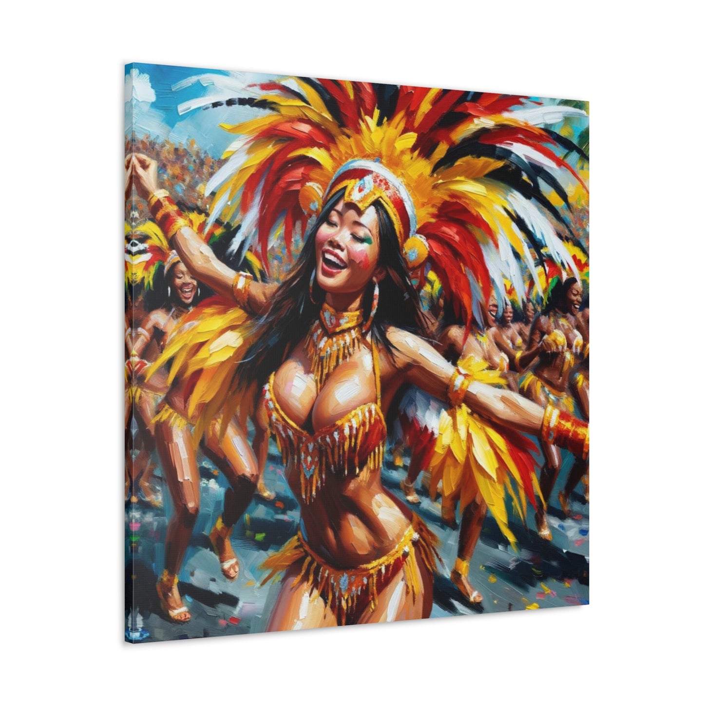 Art Print#7 of Trini Masquerader, Carnival, Oil Finish, West Indian Ethnicity, Cultural, Heritage, Art, Black Woman, Canvas Gallery Wraps