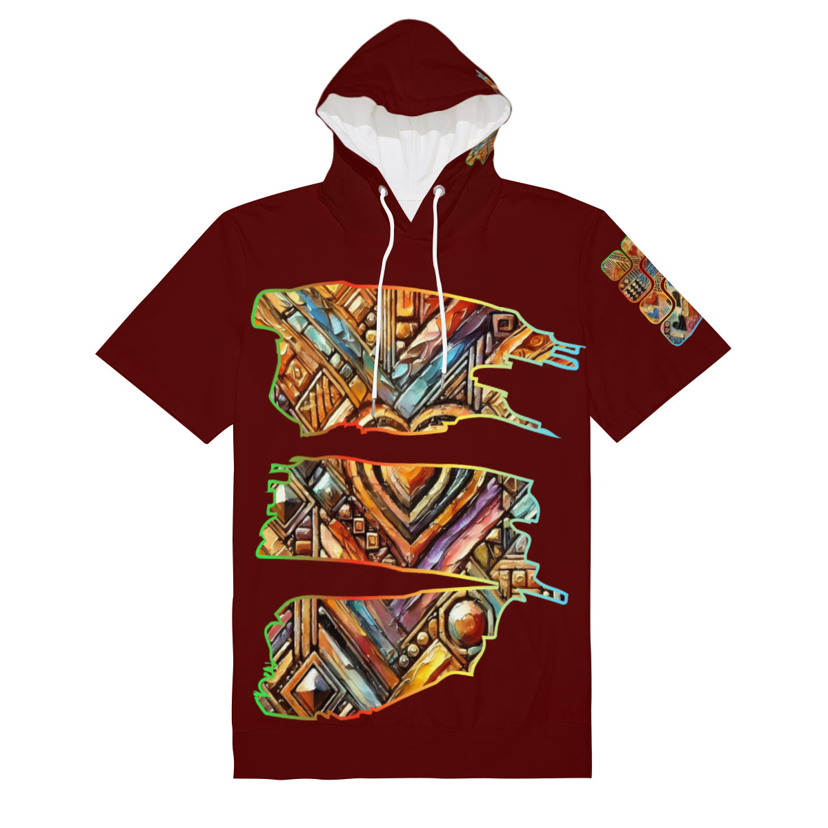 Men’s Cotton Hooded T-Shirt "African Abstract Print"