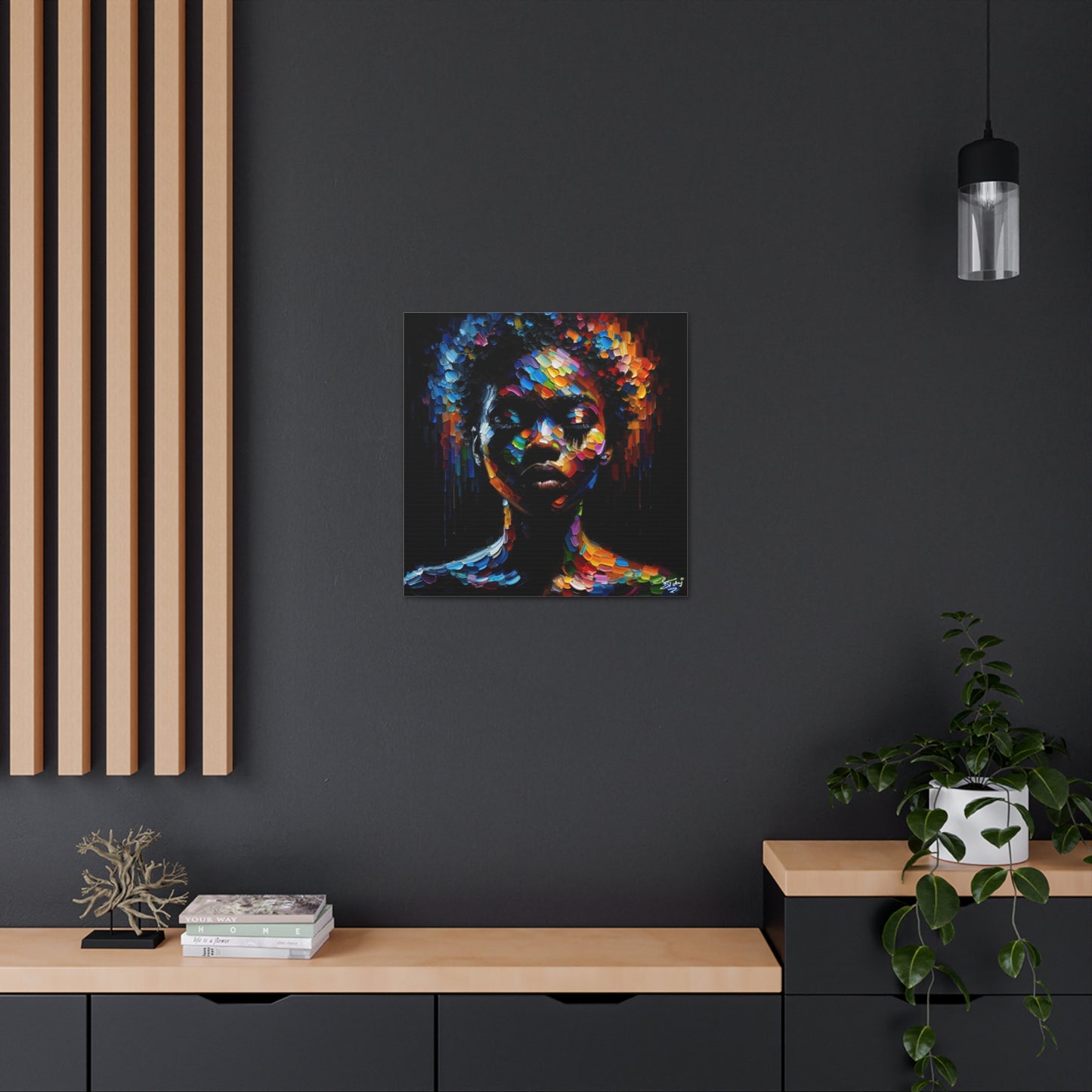 Art Print, Afro-Caribbean Woman "In Silhouette," Oil Finish, West Indian Ethnicity, Cultural, Heritage, Semi-Abstract, Canvas Gallery Wrap