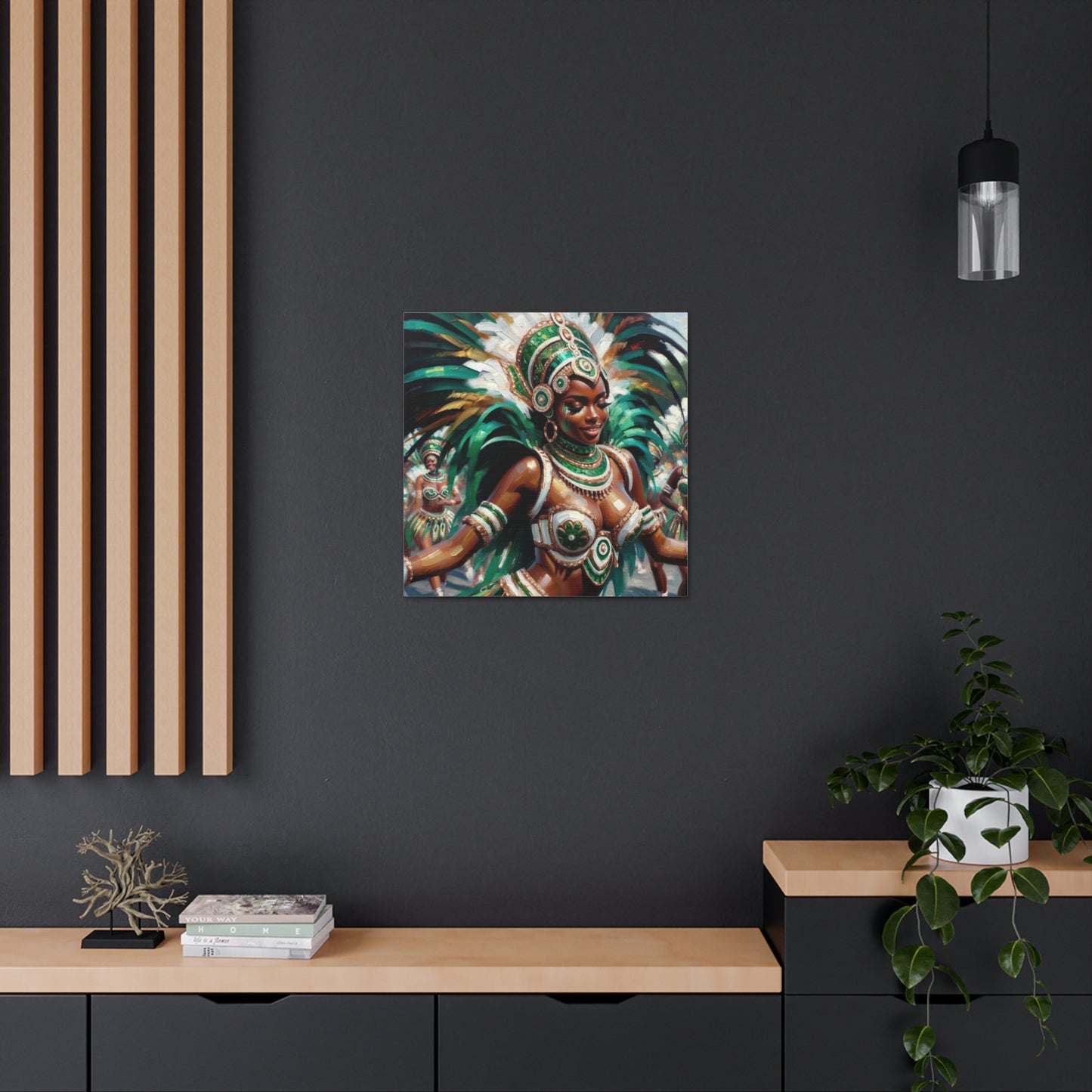 Art Print, Trini Masquerader, Carnival, Oil Finish, West Indian Ethnicity, Cultural, Heritage, Afro Caribbean Woman, Canvas Gallery Wrap