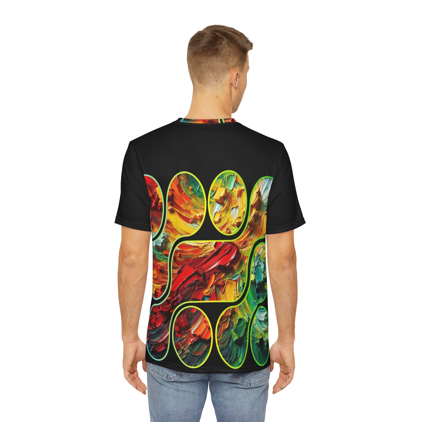 Men's Brushed Polyester Short Sleeve Tee (AOP), "Abstract Paint Print"