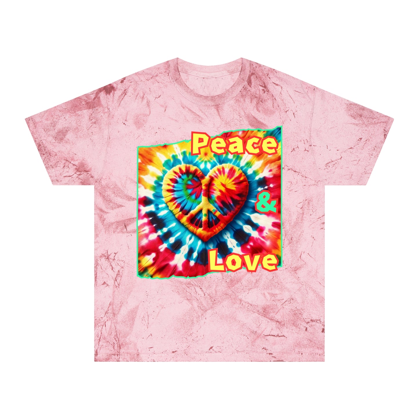 Unisex Color Blast T-Shirt "Peace & Love" One World, Self-Love, Anti-Racism, One Love, Unity, Inclusion, Diversity, Immigrant Outsiders, Cultural Identity, Black Excellence Empowerment Inspiration, FashionWithPurpose, ConsciousClothing