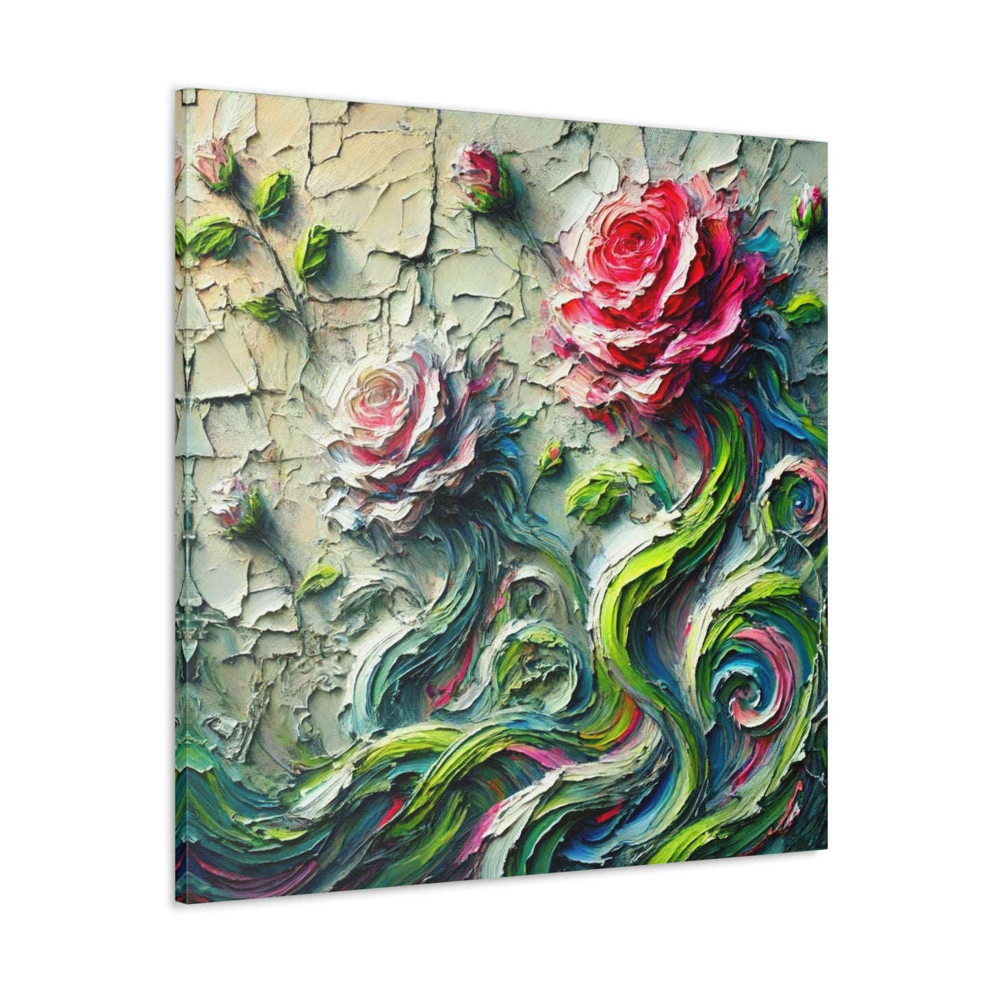 Art Print, "A Rose is a Still a Rose," Abstract Oil Finish, West Indian Art, Canvas Gallery Wraps