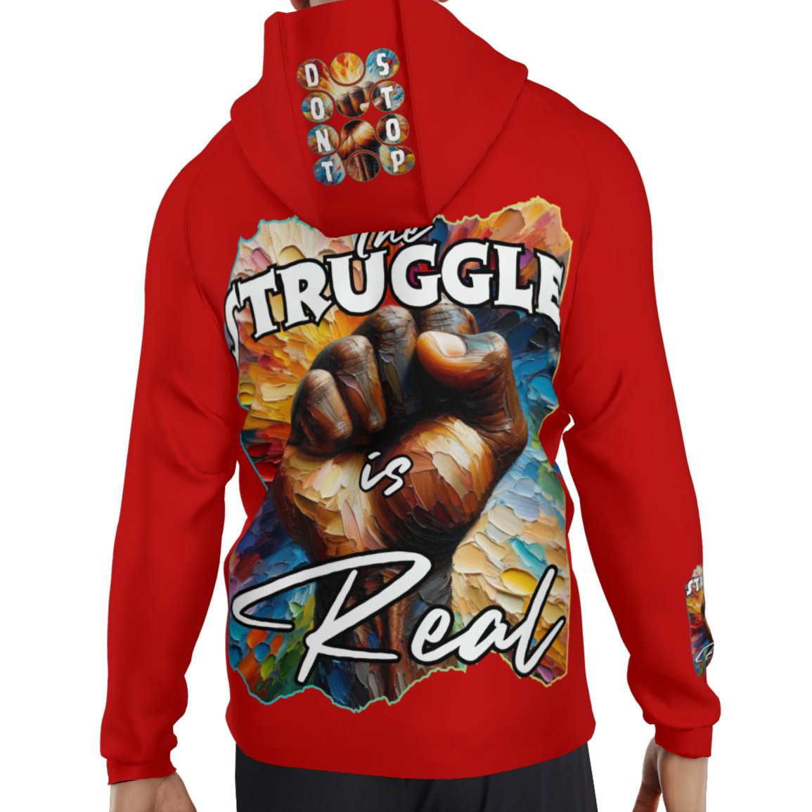 Men's Lightweight Zip Up Hoodie | Polyester "Don't Stop, The Struggle is Real"