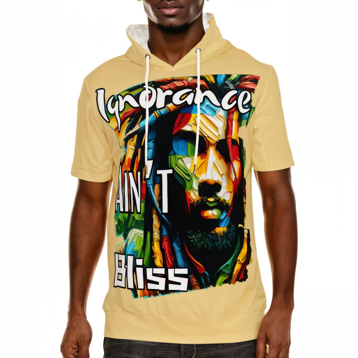 Men’s Cotton Hooded T-Shirt "Ignorance Ain't Bliss"