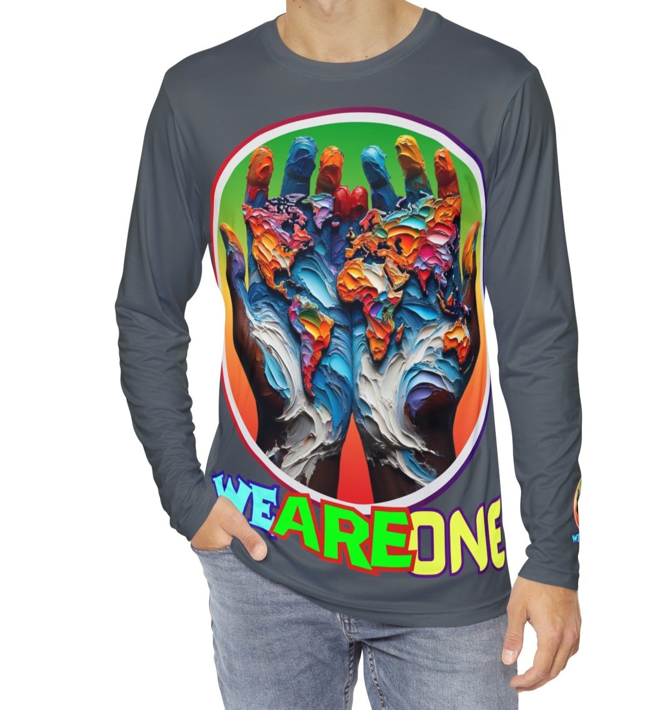 Men's Brushed Polyester Long Sleeve Shirt (AOP) "We Are One"