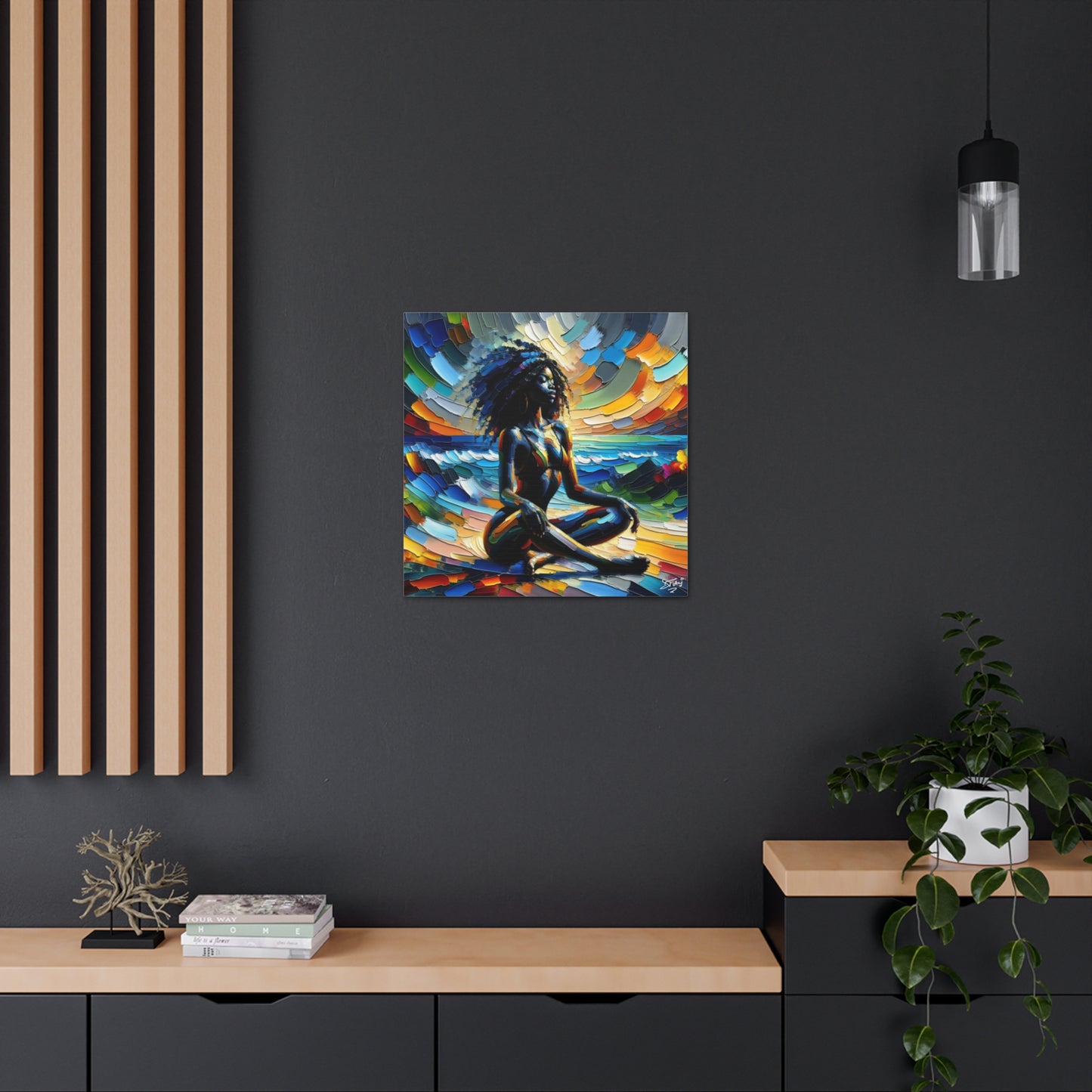 Art Print, Afro-Caribbean Woman, "Meditation" Abstract, Oil Finish, West Indian Ethnicity, Cultural, Heritage, Abstract, Canvas Gallery Wrap