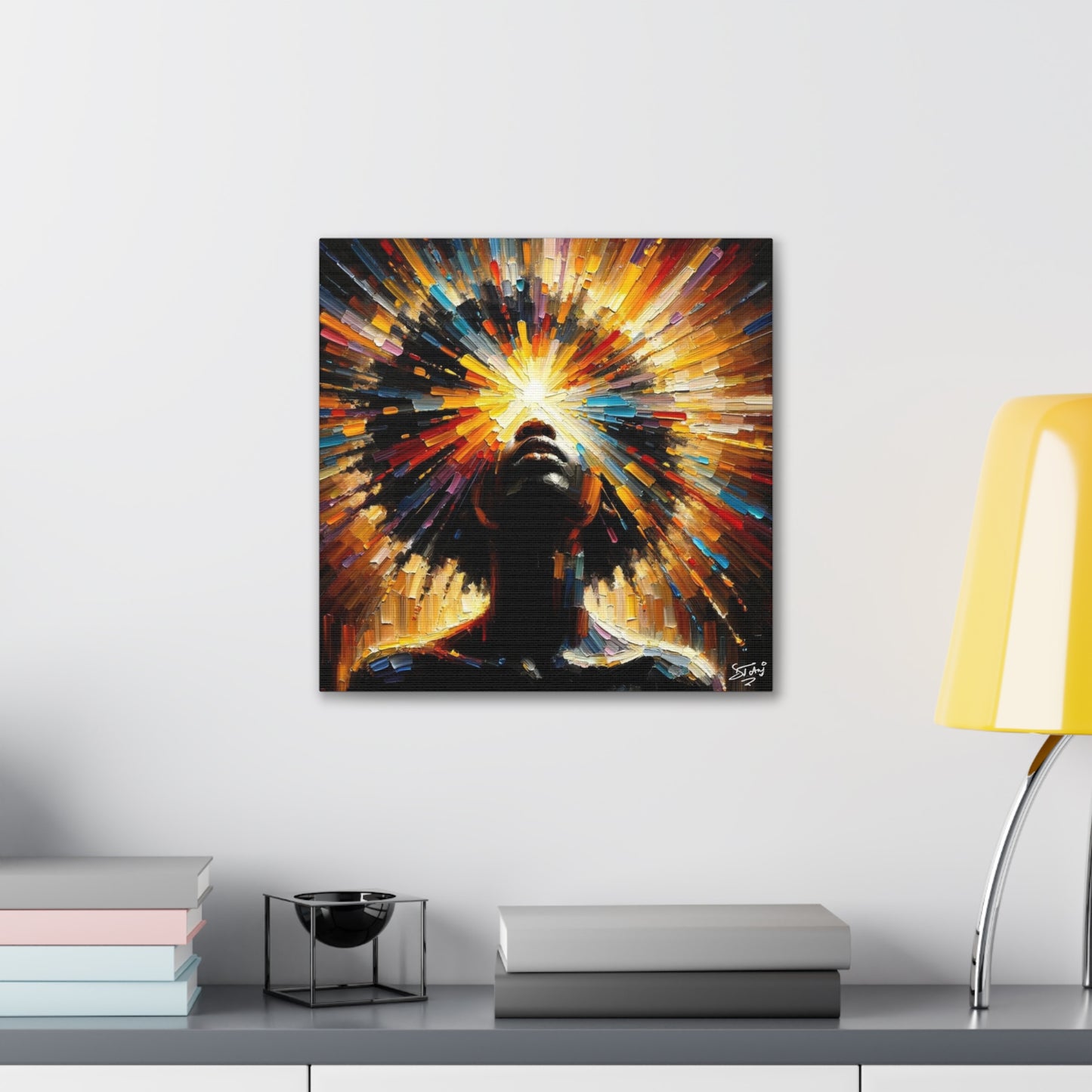 Art Print, Afro-Caribbean Woman, "Too Bright to See" Oil Finish, West Indian Ethnicity, Cultural, Heritage, Abstract, Canvas Gallery Wrap