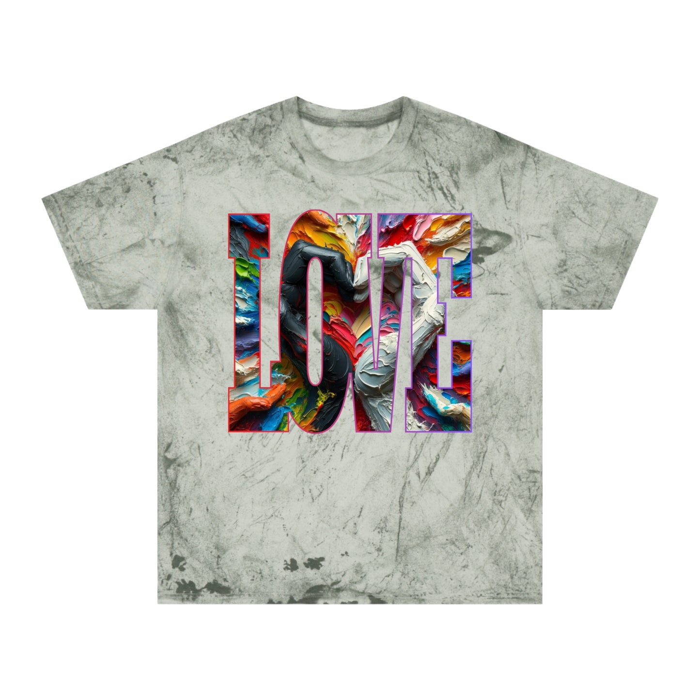 Unisex Color Blast T-Shirt "Love..." One World, Self-Love, Anti-Racism, One Love, Unity, Inclusion, Diversity, Immigrant Outsiders, Cultural Identity, Black Excellence Empowerment Inspiration, FashionWithPurpose, ConsciousClothing