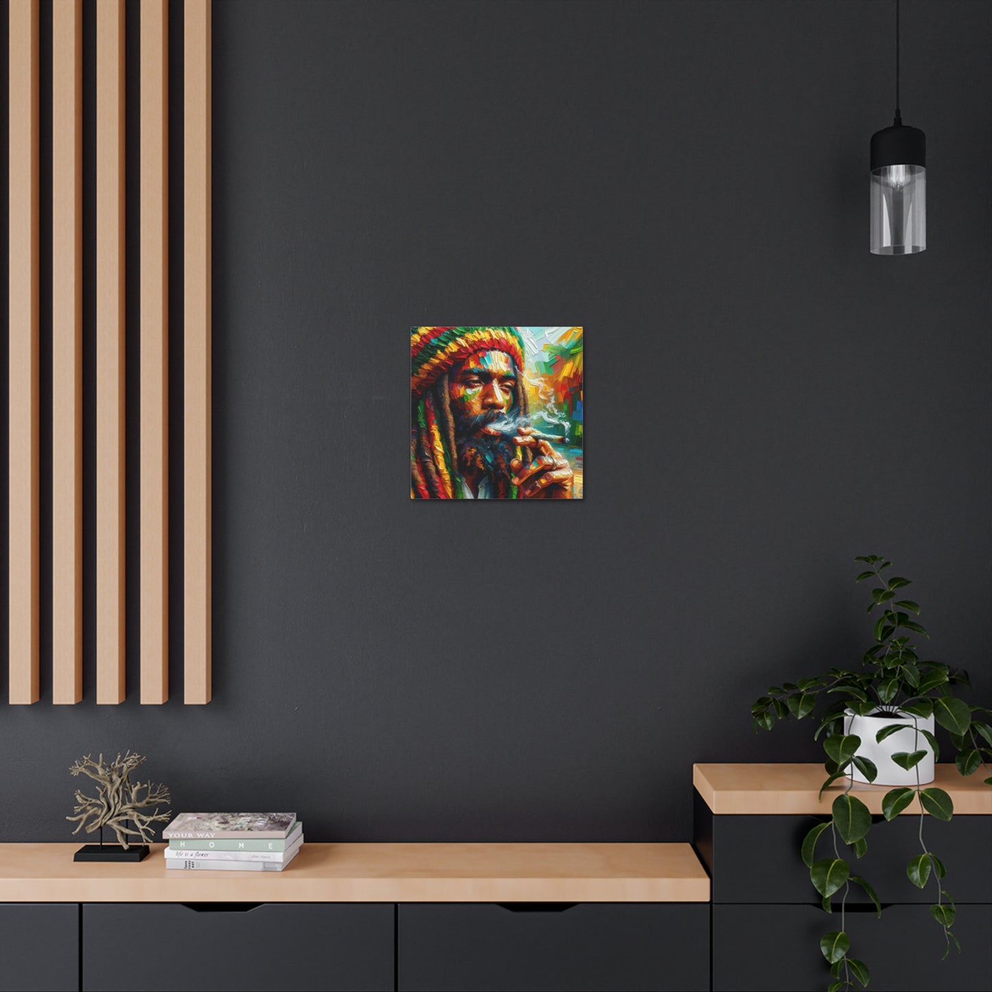 Art Print of Rastaman#3, Oil Finish, West Indian Ethnicity, Cultural, Heritage, Afro-Caribbean Man, Semi-Abstract, Canvas Gallery Wrap