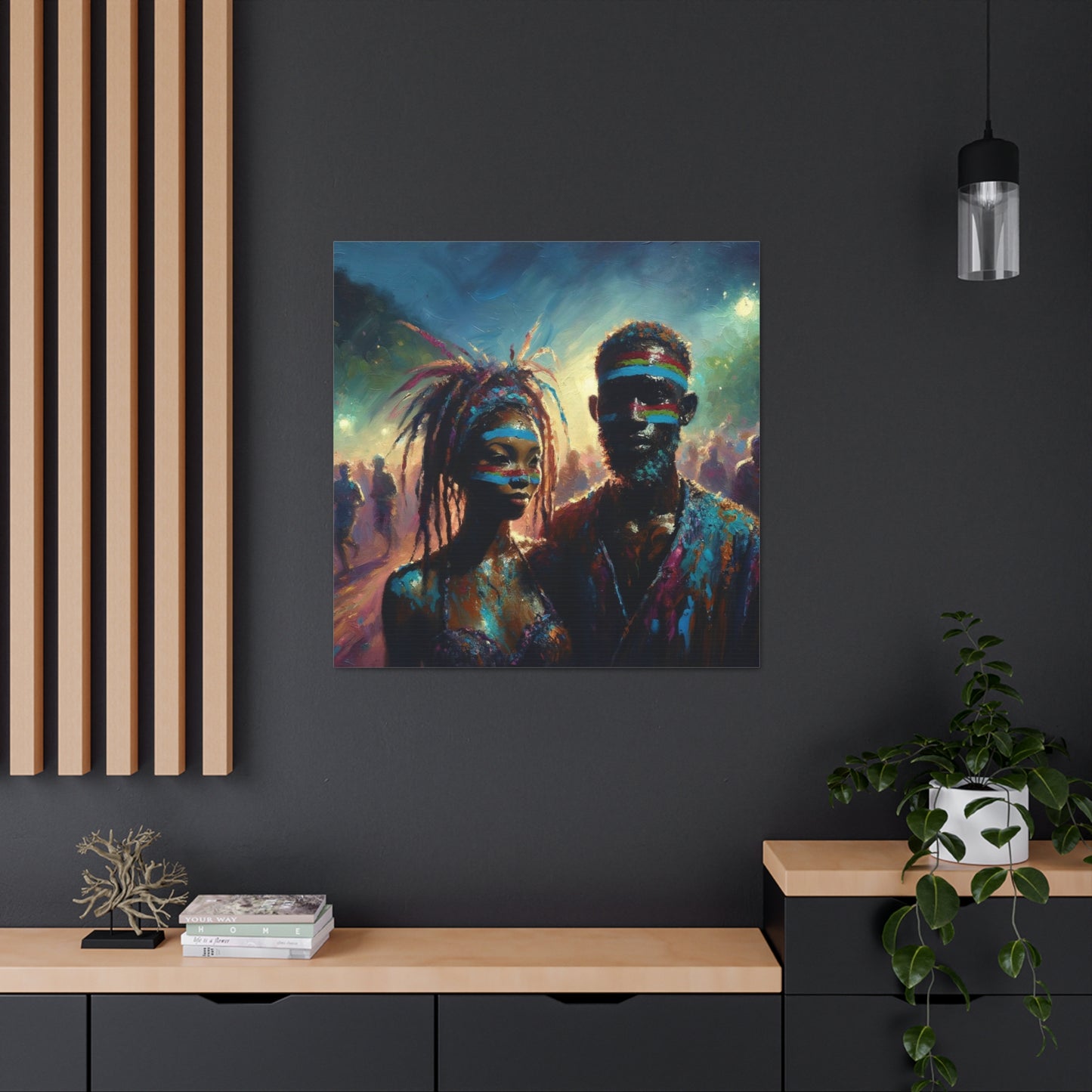 Art Print of Jouvert Morning, Afro-Caribbean Couple#2, Oil Finish, West Indian Ethnicity, Cultural, Heritage, Canvas Gallery Wraps