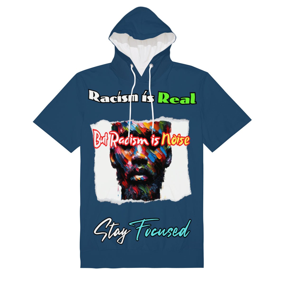 Men’s Cotton Hooded T-Shirt "Racism is Real"