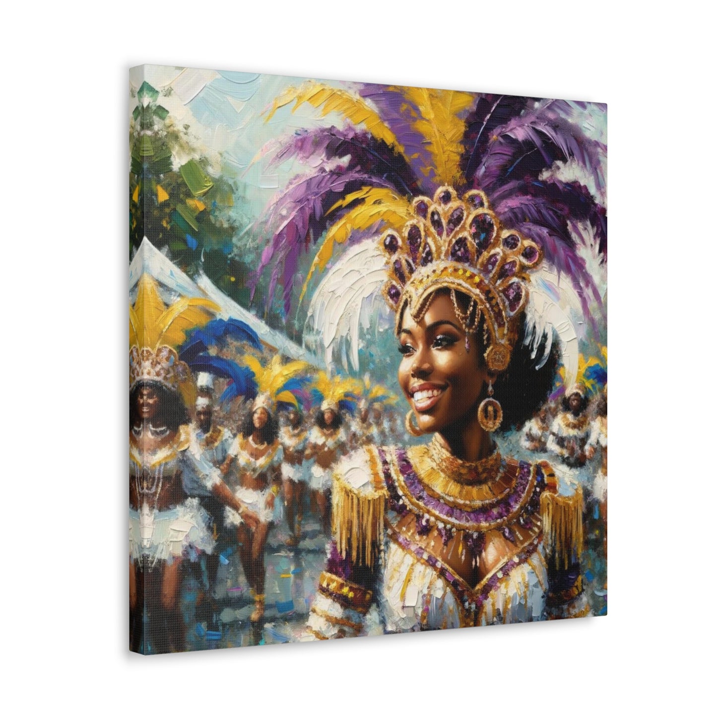 Art Print#8 of Trini Masquerader, Carnival, Oil Finish, West Indian Ethnicity, Cultural, Heritage, Art, Black Woman, Canvas Gallery Wraps