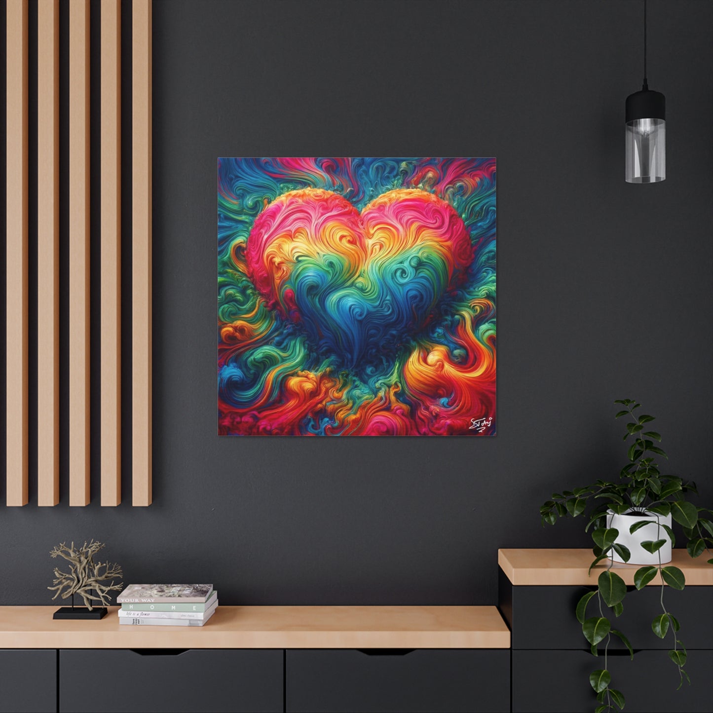 Art Print, "Love," Oil Finish, Unity, Togetherness, One Love, Semi-Abstract, Canvas Gallery Wrap