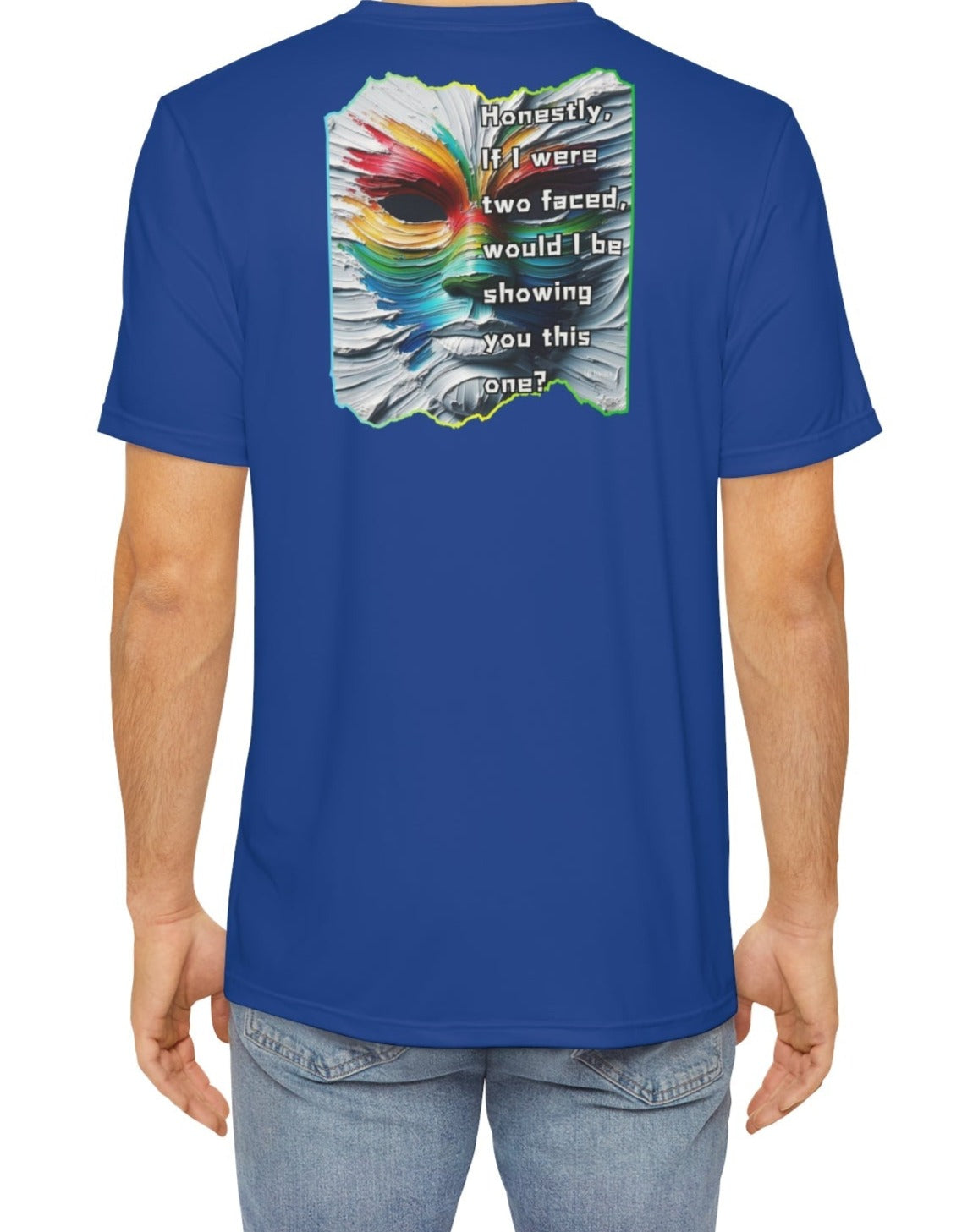 Men's Brushed Polyester Short Sleeve Tee (AOP), "Two Faced"