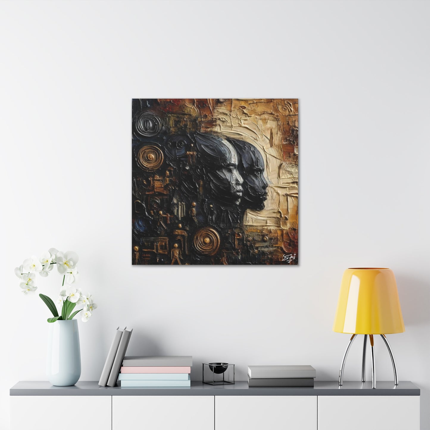 Art Print, African Men "In Abstraction," Black Roots, Oil Finish, Unity, One Love, Abstract, Canvas Gallery Wrap