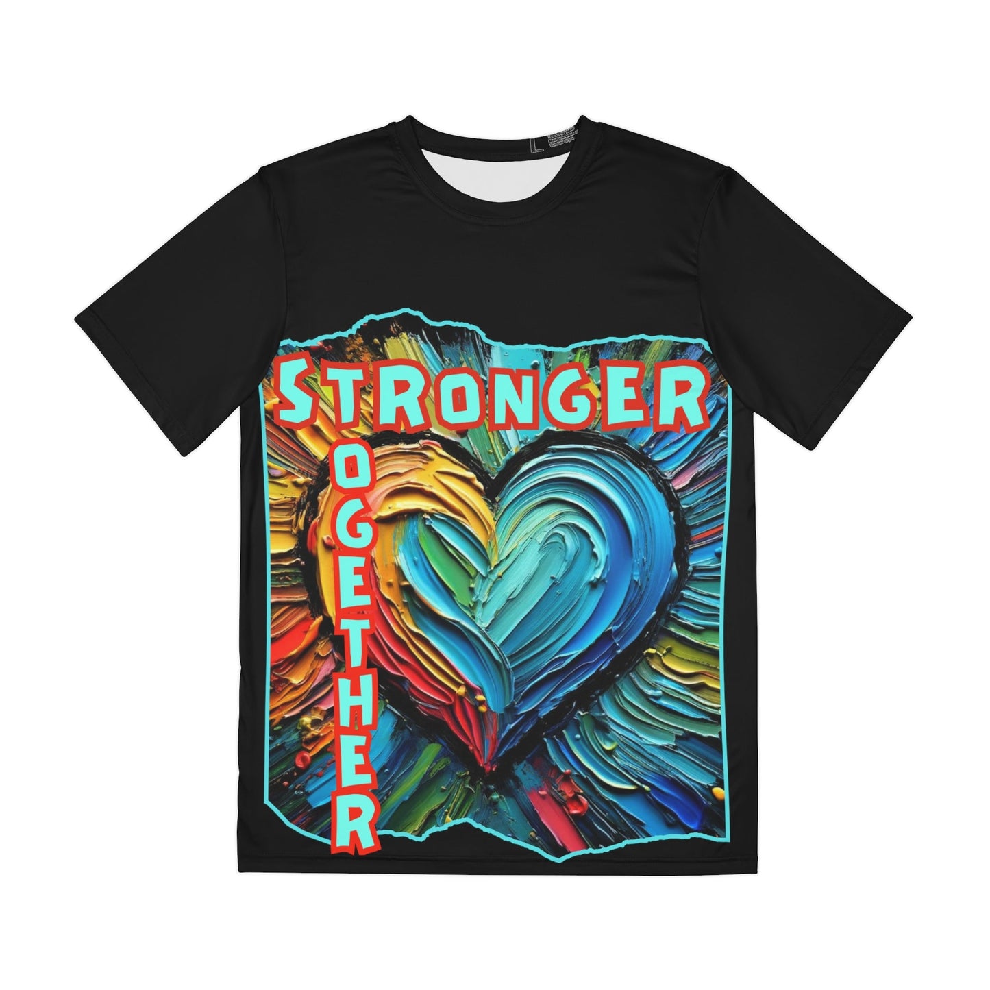 Men's Brushed Polyester Short Sleeve Tee (AOP), "Stronger Together"