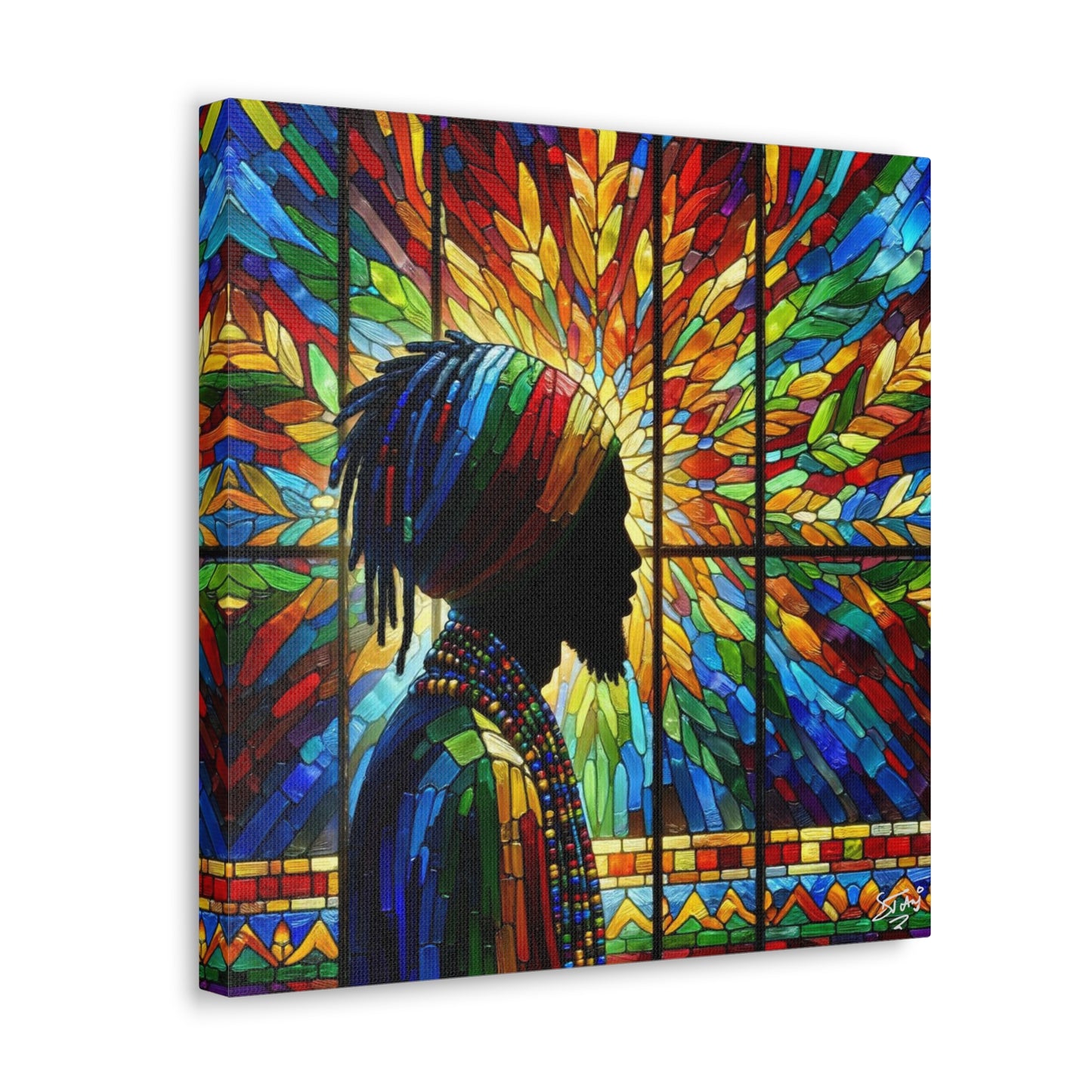 Art Print, Dreadlocks-Caribbean Man, Silhouette, Oil Finish, West Indian Ethnicity, Cultural, Heritage, Semi-Abstract, Canvas Gallery Wrap