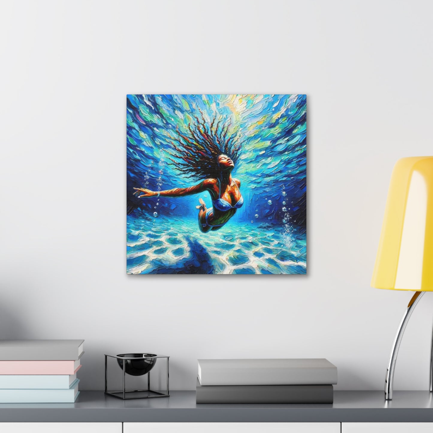 Art Print, Afro-Caribbean Woman, "Submerged" Oil Finish, West Indian Ethnicity, Cultural, Heritage, Abstract, Canvas Gallery Wrap