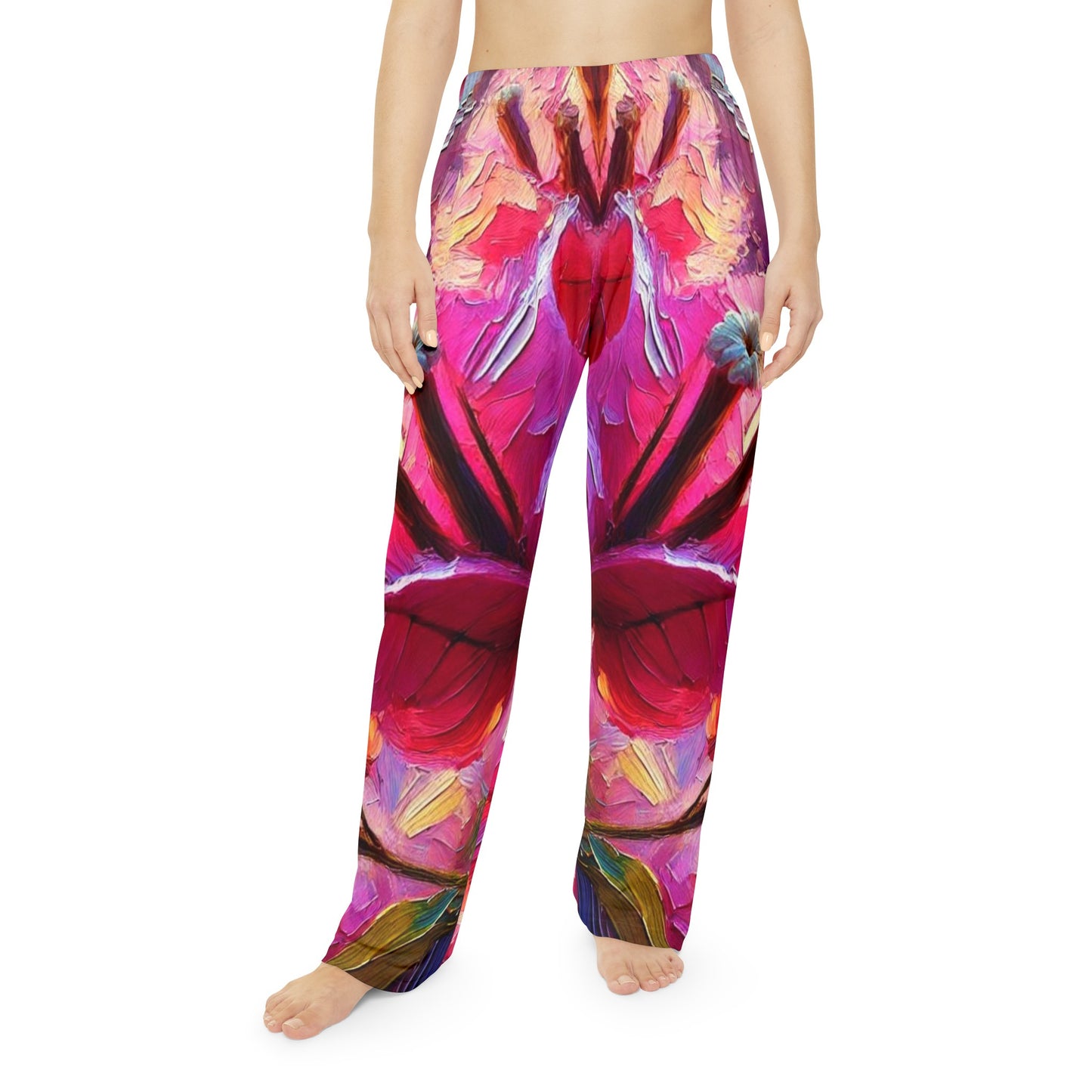 Women's Brushed Polyester Lounge Pants (AOP) Pink Floral Print