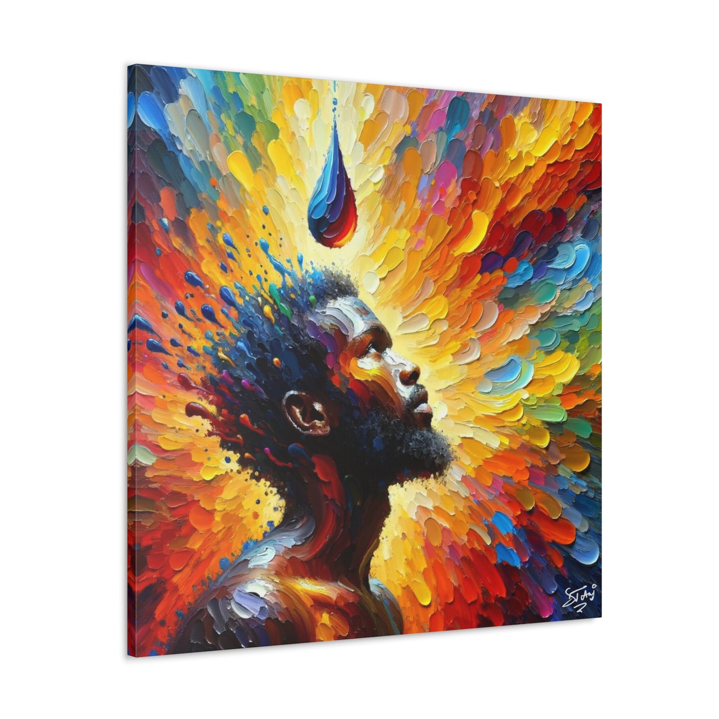 Art Print, Afro-Caribbean Man, "One Drop" Oil Finish, West Indian Ethnicity, Cultural, Heritage, Abstract, Canvas Gallery Wrap