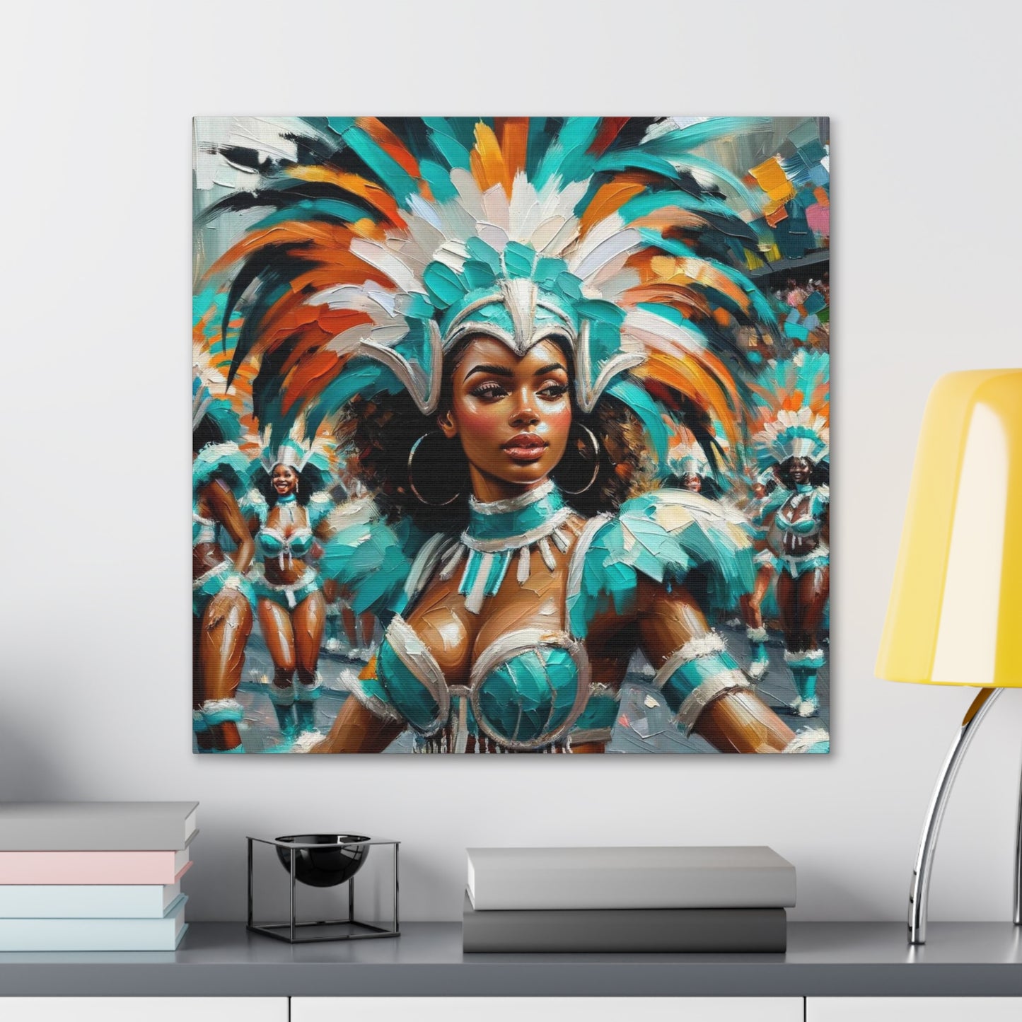 Art Print#6 of Trini Masquerader, Carnival, Oil Finish, West Indian Ethnicity, Cultural, Heritage, Art, Black Woman, Canvas Gallery Wraps