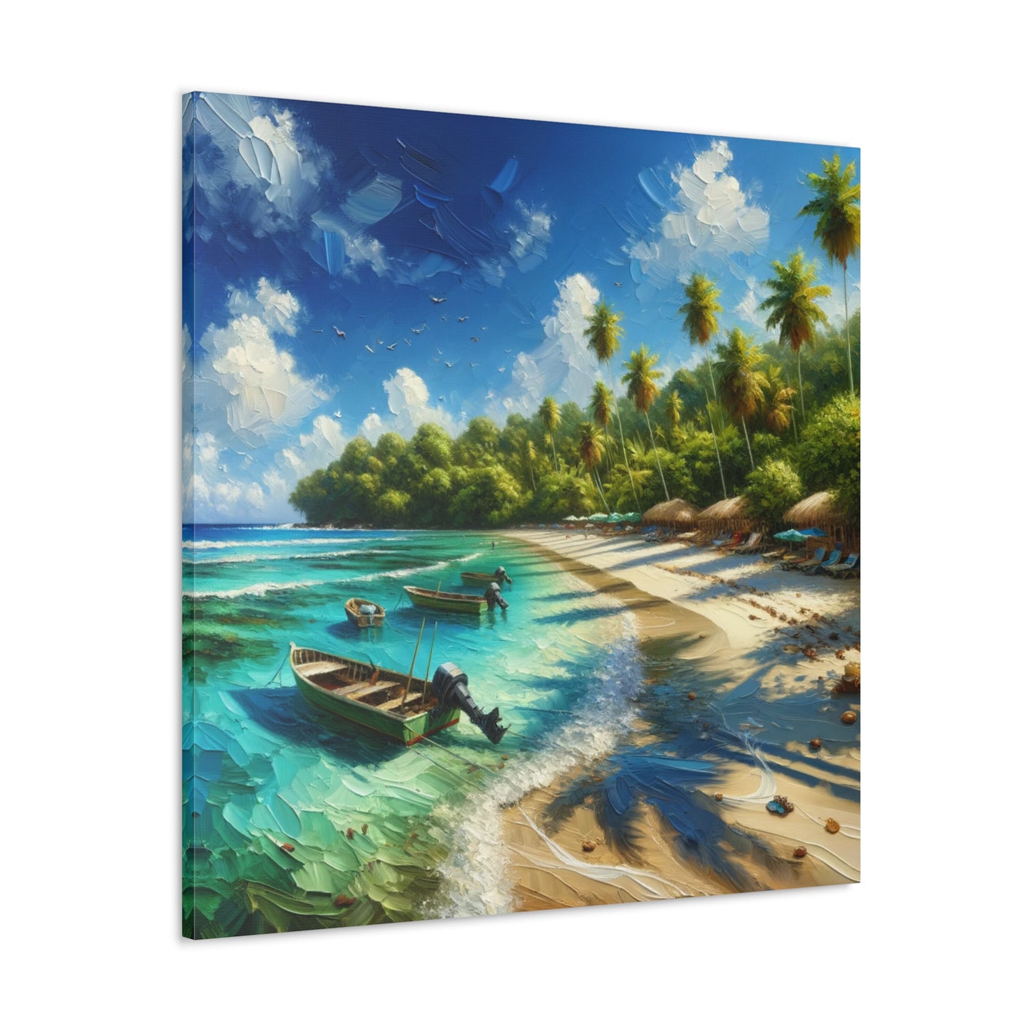 Art Print#2 of Caribbean Beach Scene, Swallows Beach, Tobago, West Indian Art, Canvas Gallery Wraps