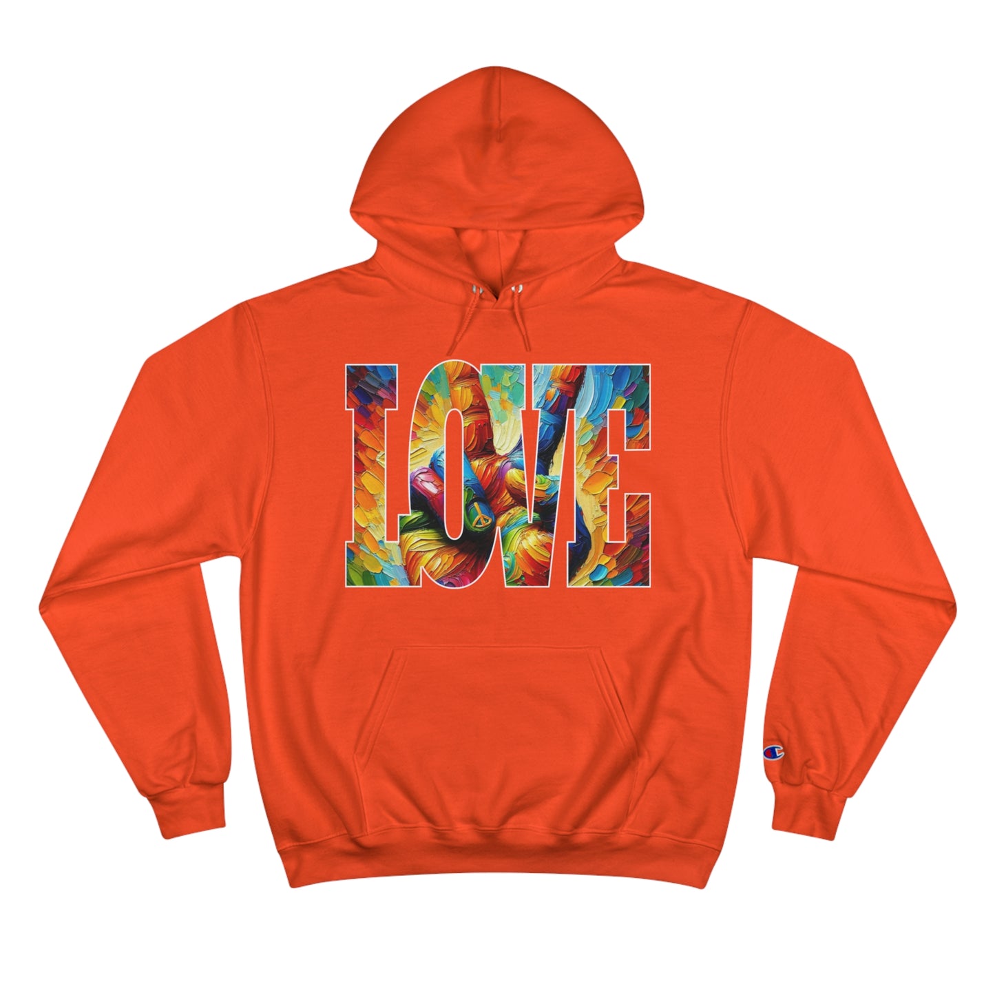 Champion Hoodie, "Peace & Love" Inclusion, Anti-Racism, Racial Justice, One Love, Unity, Diversity, Immigrant Outsiders, Caribbean Culture, FashionWithPurpose, ConsciousClothing, Cultural Identity, Black Inspiration Empowerment