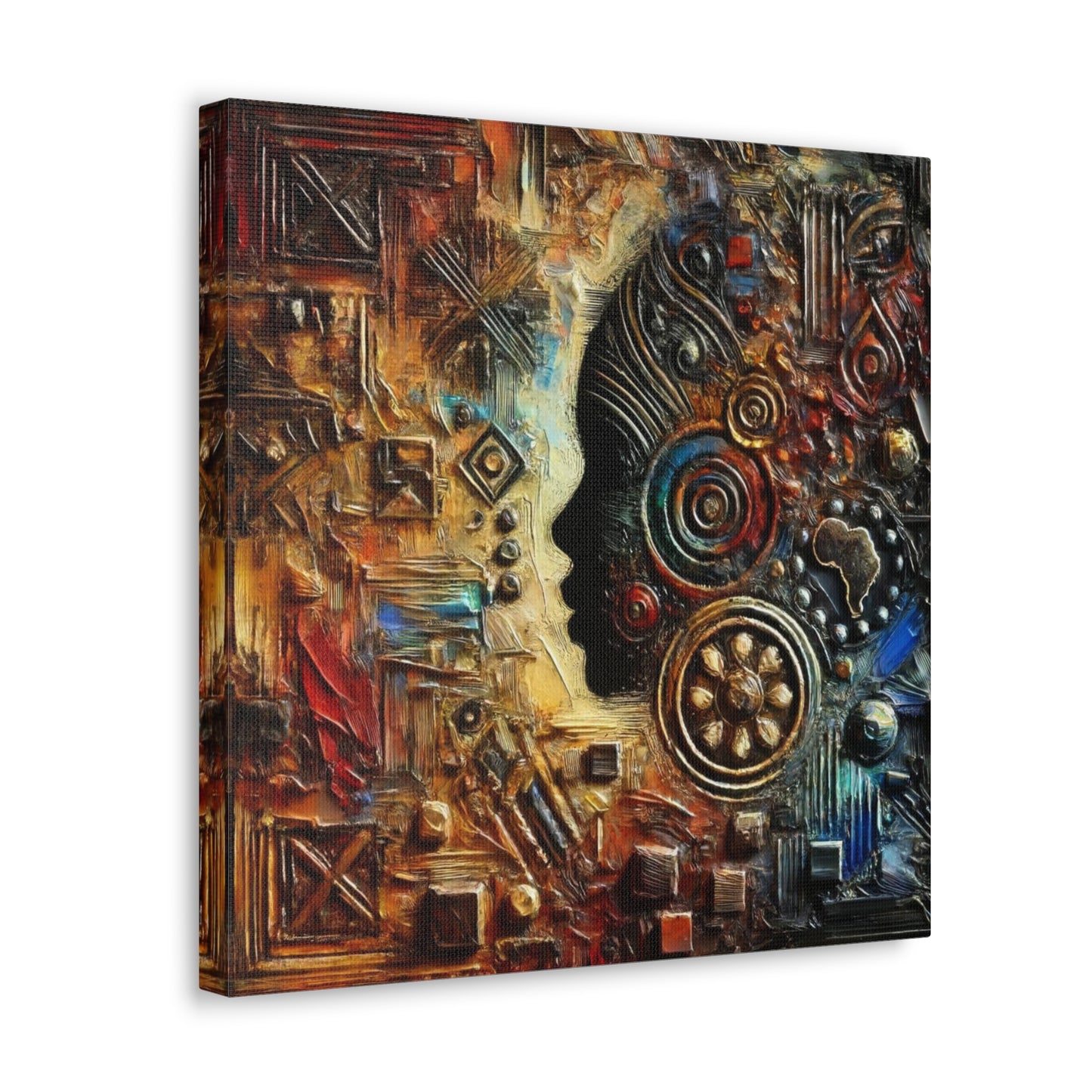 Art Print, African Print, Black Power, African Mask, Abstract Oil Finish, Unity, One Love, Canvas Gallery Wrap