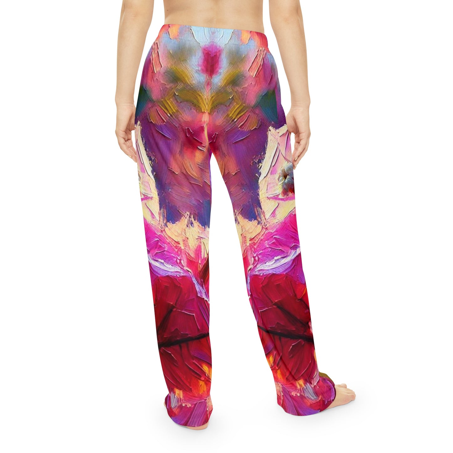 Women's Brushed Polyester Lounge Pants (AOP) Pink Floral Print