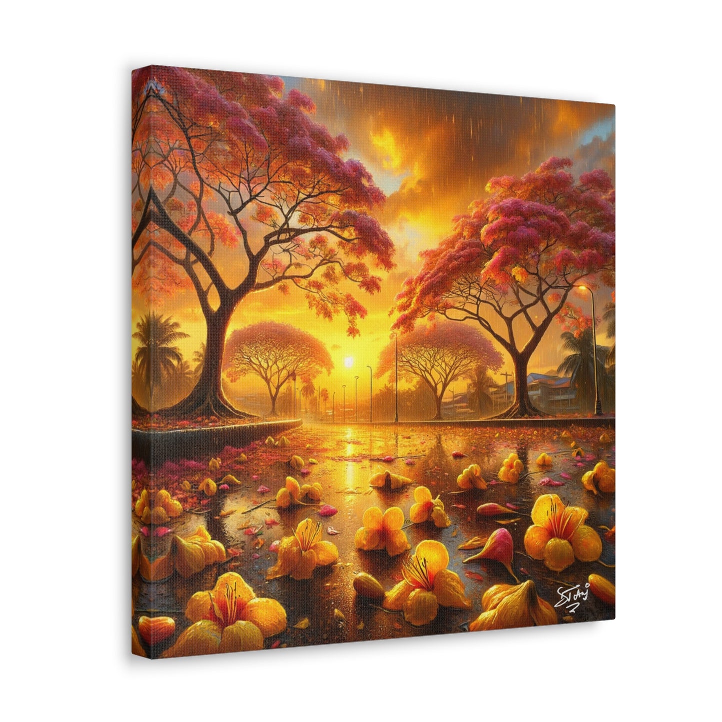 Print#3 of Poui Trees, Rainy Sunset in the Caribbean, Canvas Gallery Wraps