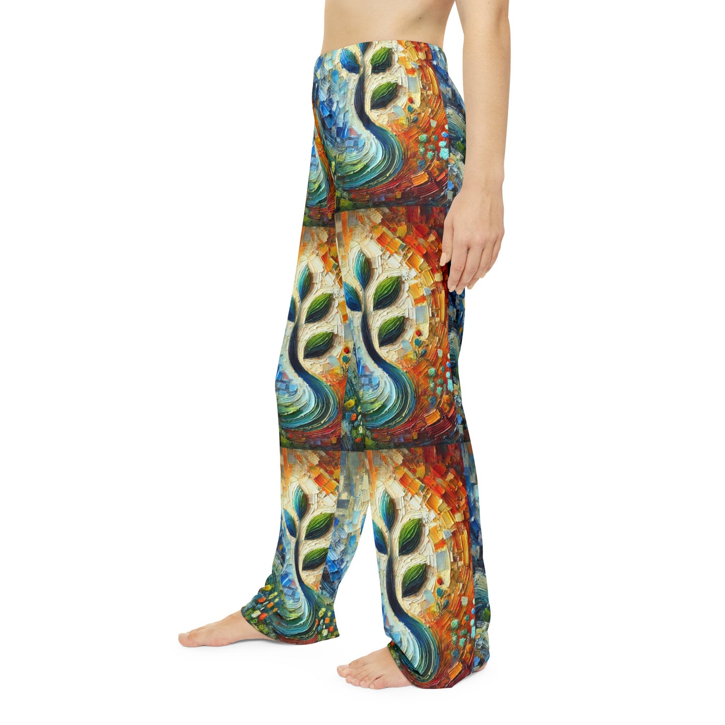 Women's Brushed Polyester Lounge Pants (AOP) Floral Abstract Print