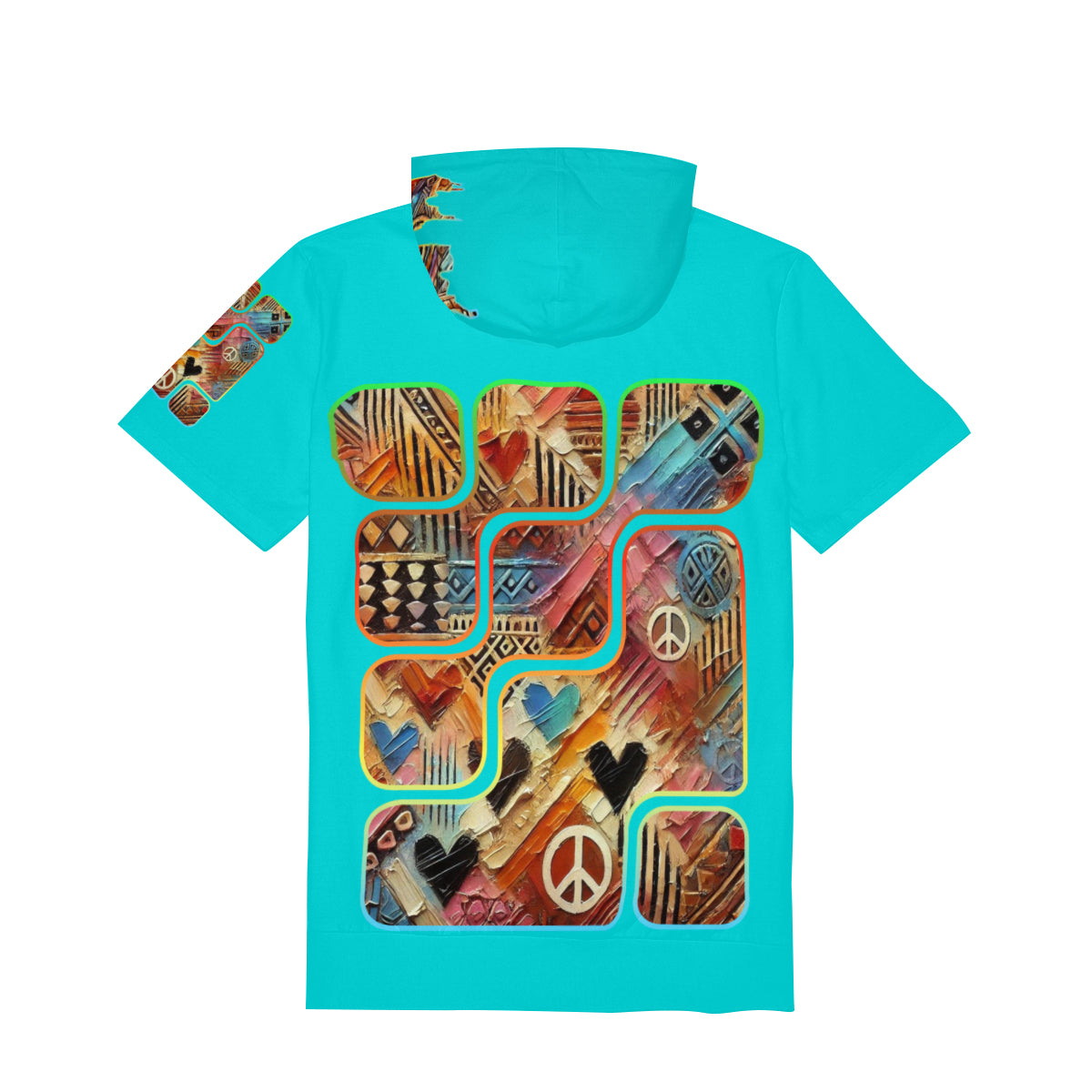 Men’s Cotton Hooded T-Shirt "African Abstract Print"