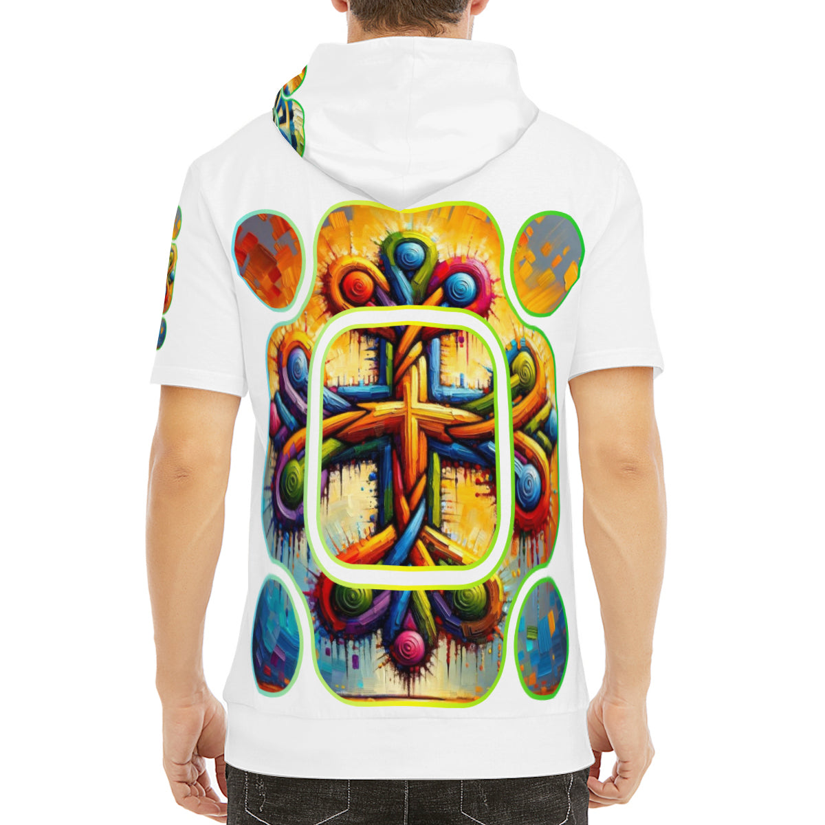 Men’s Cotton Hooded T-Shirt "Unity Abstract Print"