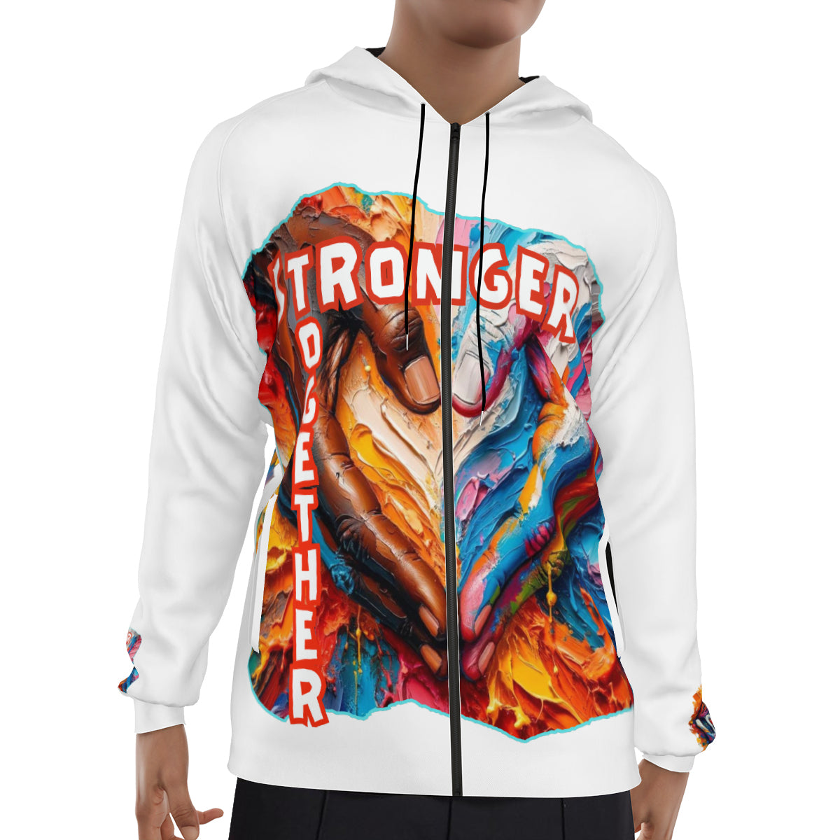 Men's Lightweight Zip Up Hoodie | Polyester "Stronger Together"