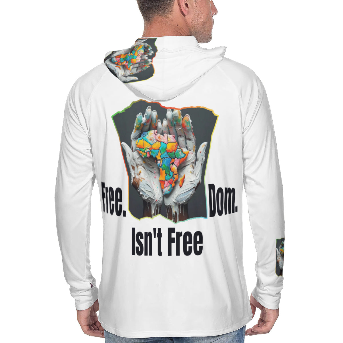 Men's Sun Protection Long Sleeve Hoodie "Fee.Dom Isn't Free"