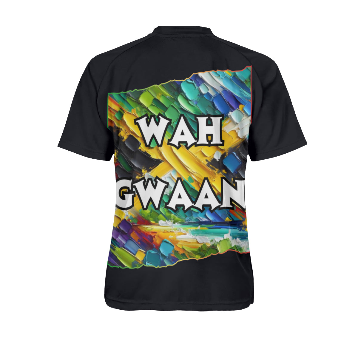 Men's V-Neck Polyester T-Shirt "Bless Up, Wah Gwaan"