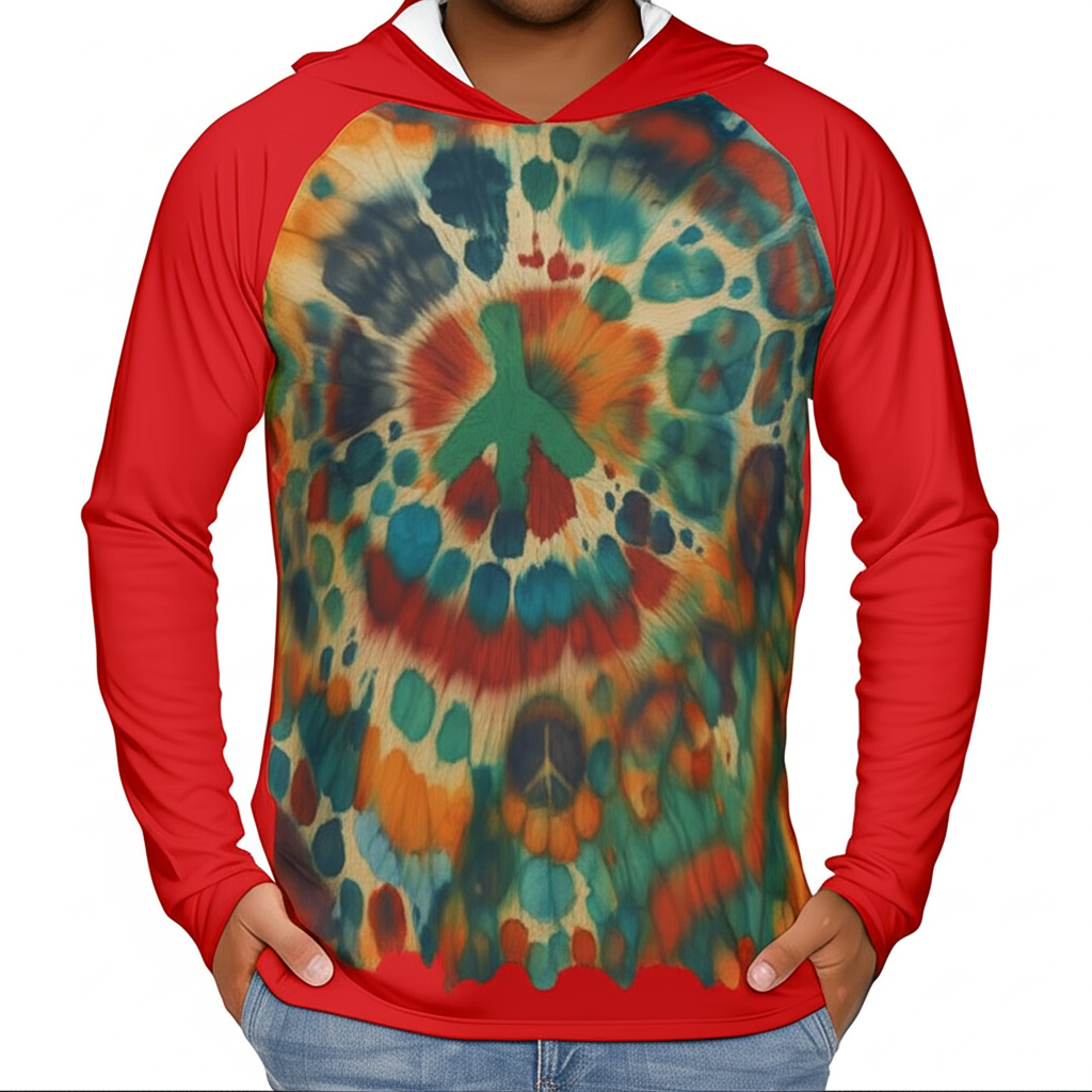 Men's Sun Protection Long Sleeve Hoodie | "Peace (in TieDye)"