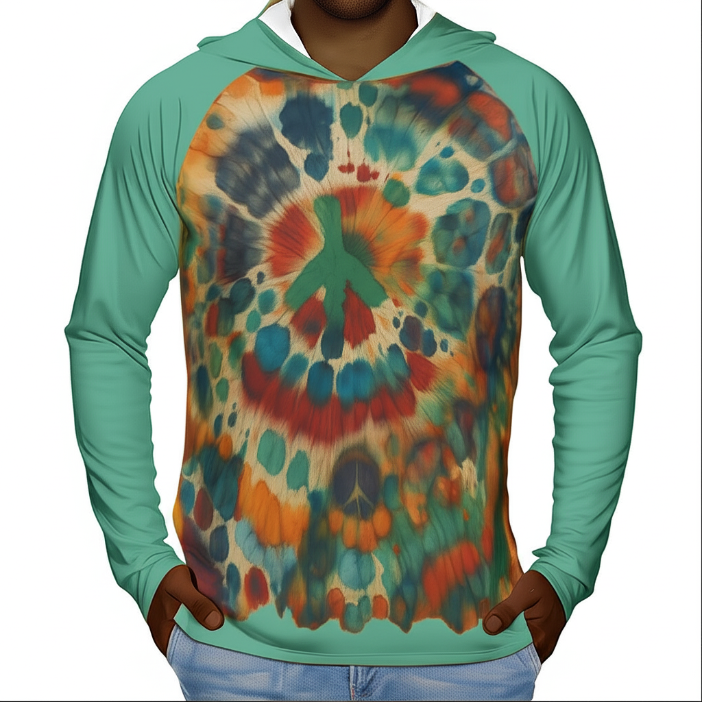 Men's Sun Protection Long Sleeve Hoodie | "Peace (in TieDye)"